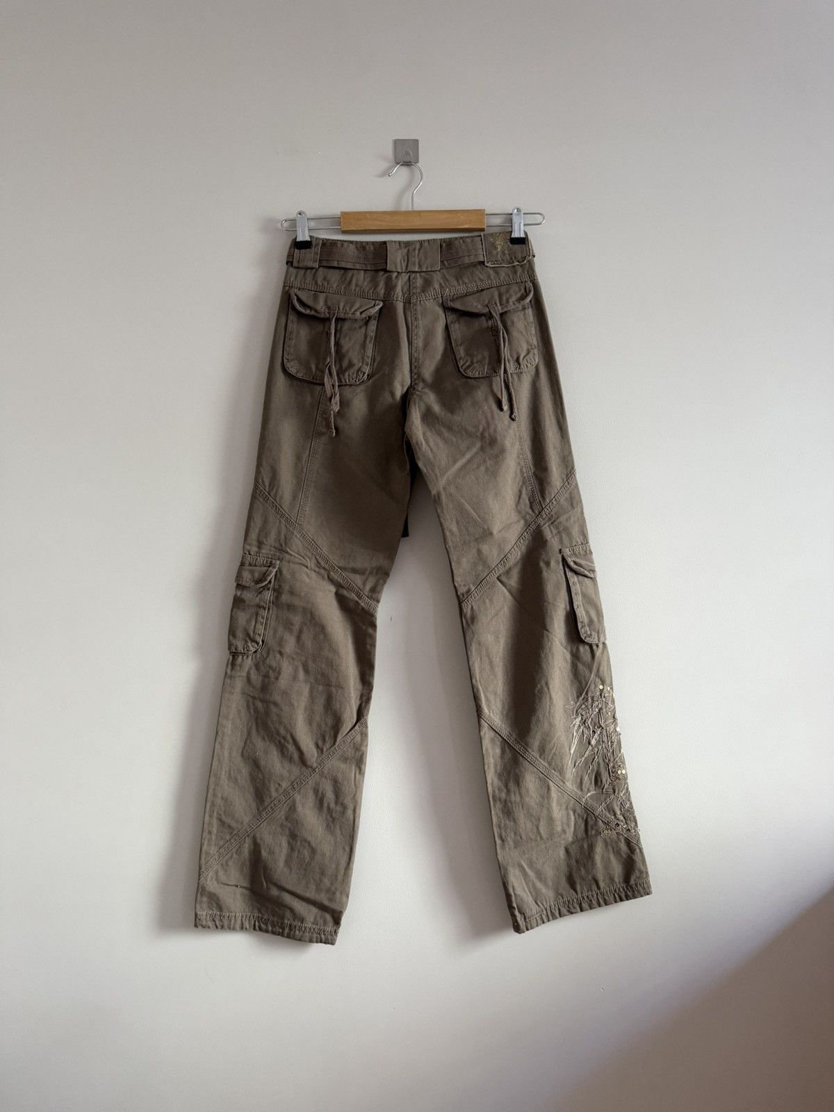 Vintage Avant-Garde Embroidered Brown Cargo Pants Size 27" / US 4 / IT 40 - 6 Thumbnail