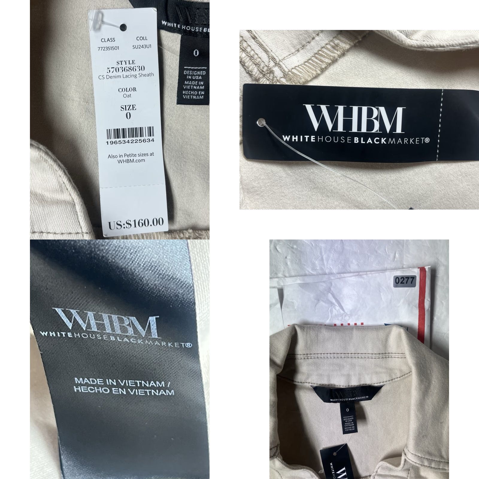 White House Black Market White House Black Market Dress NWT Beige Button-Front V-Neck Sleeveless Knee Length Size 0 Pencil Women Shoes? Size XS / US 0-2 / IT 36-38 - 8 Thumbnail