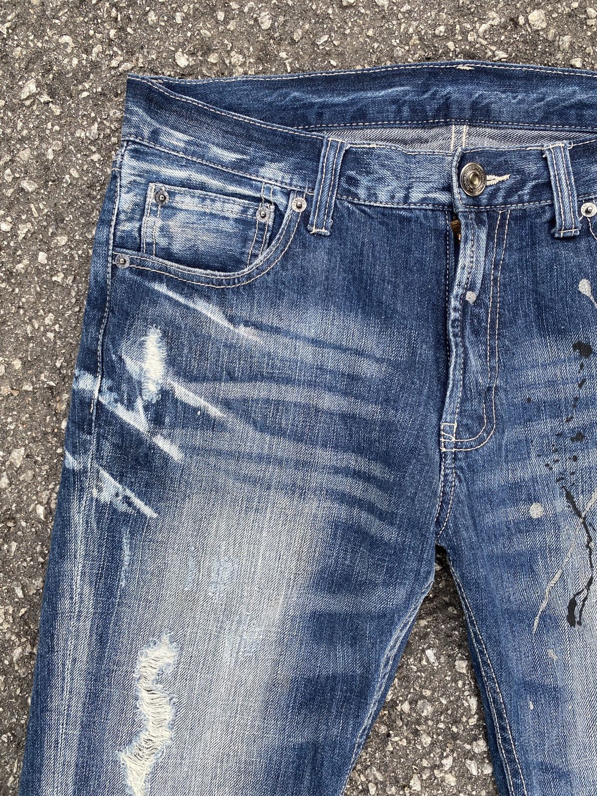 If Six Was Nine × Tornado Mart Unbranded Distressed Splatter Flare Denim Size US 33 - 8 Thumbnail