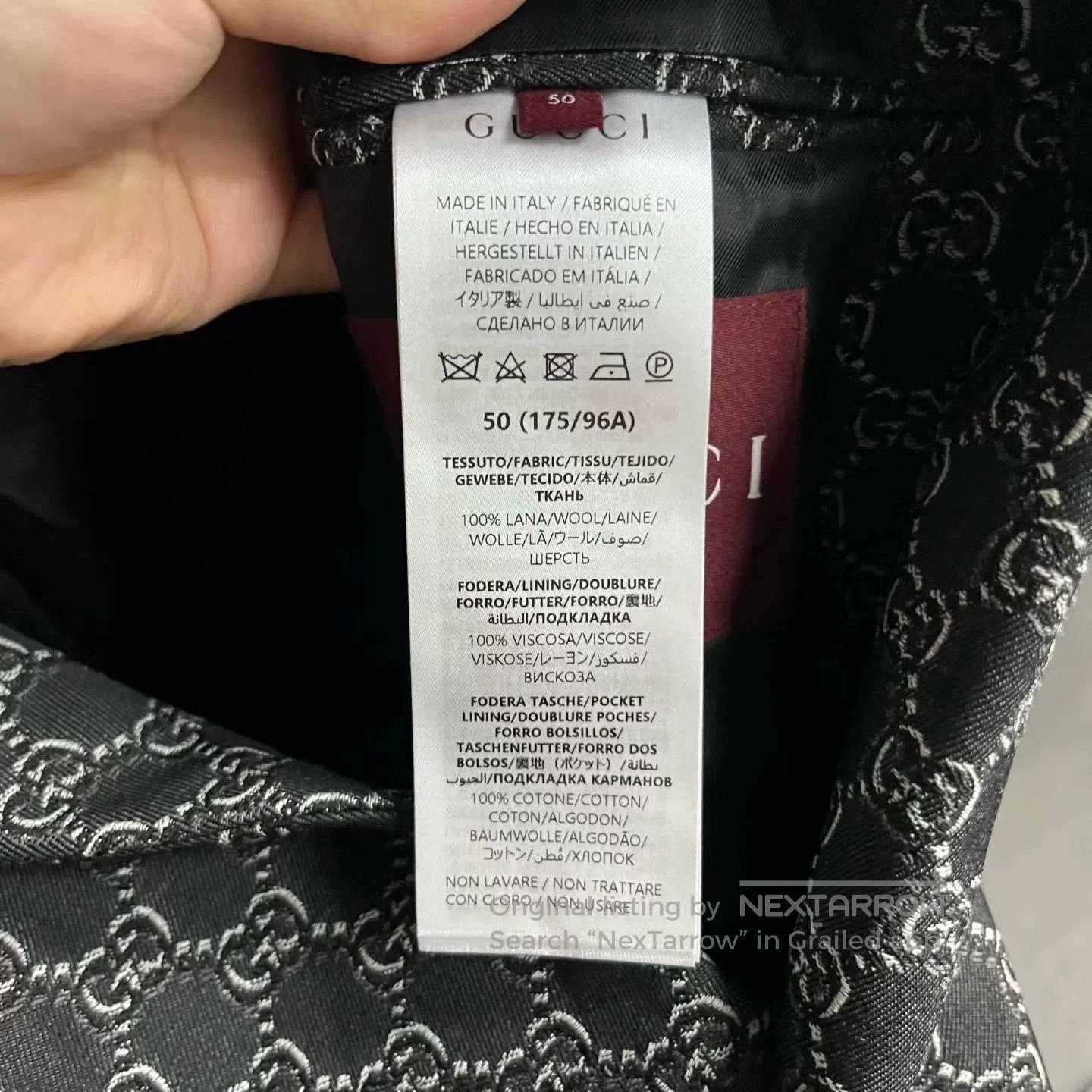 Gucci gray logo-printed long sleeve blazer. Size US M / EU 48-50 / 2 - 3 Thumbnail