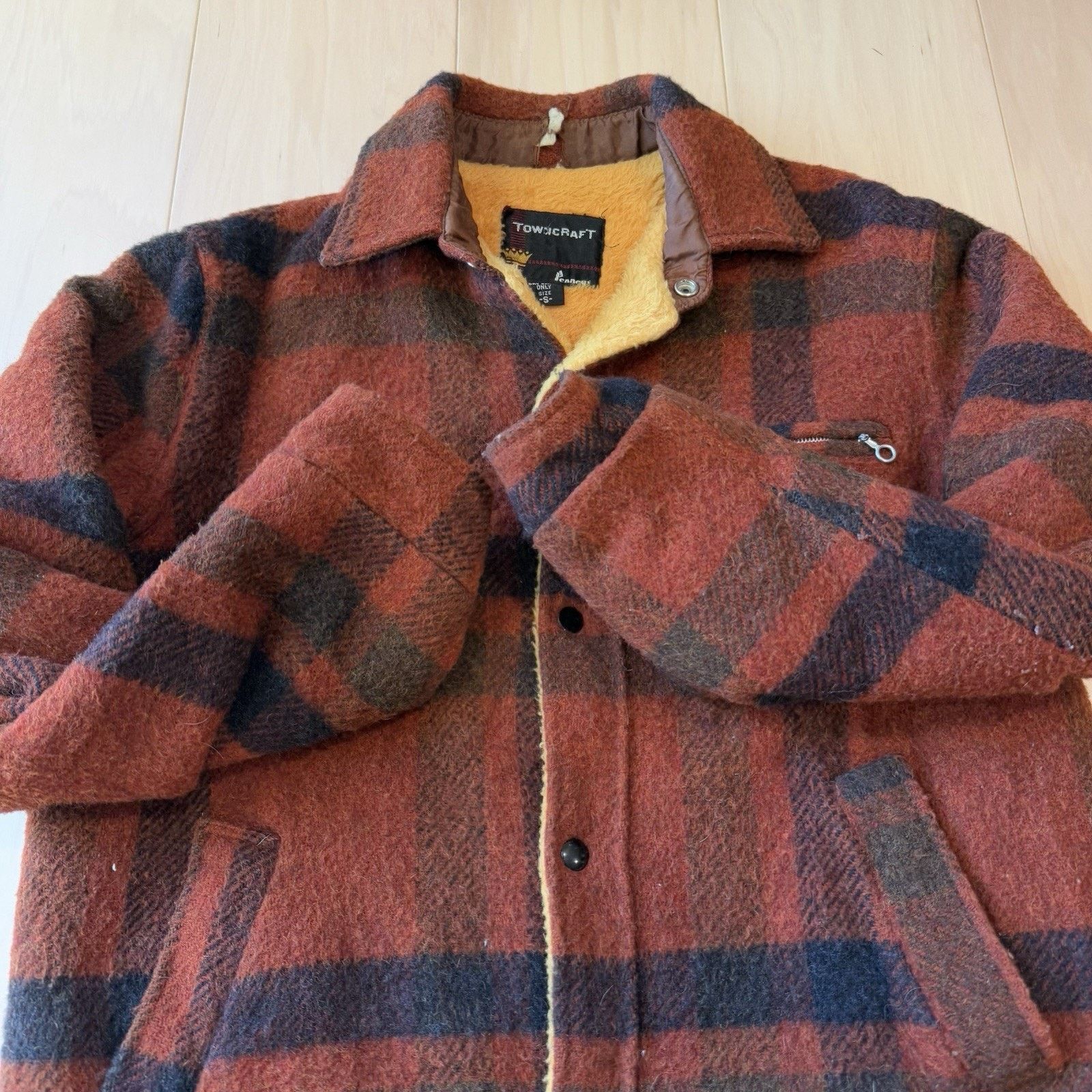 Vintage Vintage Penny's Towncraft Shirt Jacket Small Orange Black Size US M / EU 48-50 / 2 - 4 Thumbnail