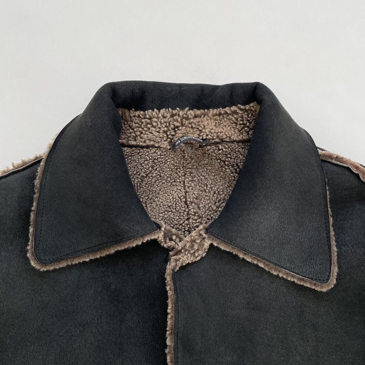 Ann Demeulemeester Early 2000s Black/Brown Shearling Jacket Size US M / EU 48-50 / 2 - 5 Thumbnail