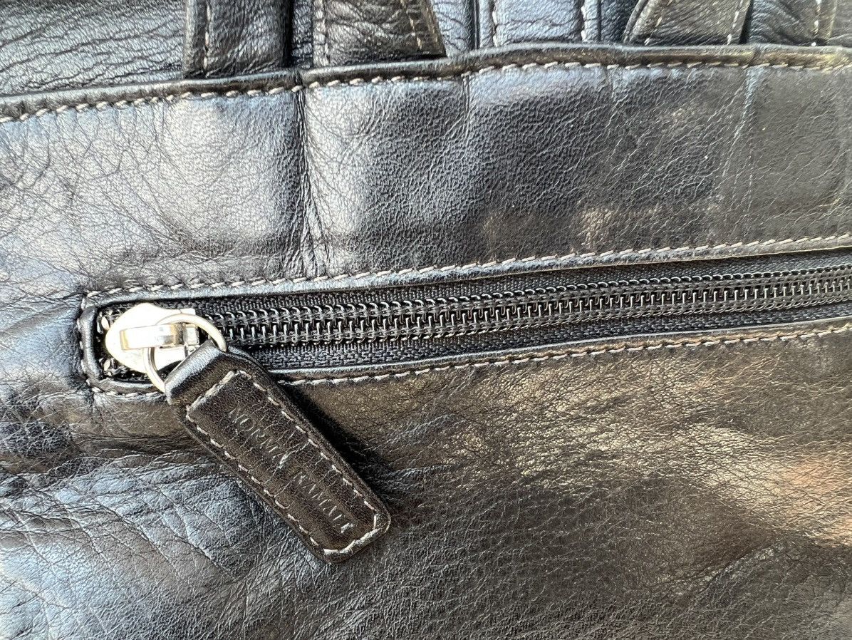 Leather Vintage 80s 90s Norma Kamali Patina Black Leather Backpack Size ONE SIZE - 25 Thumbnail