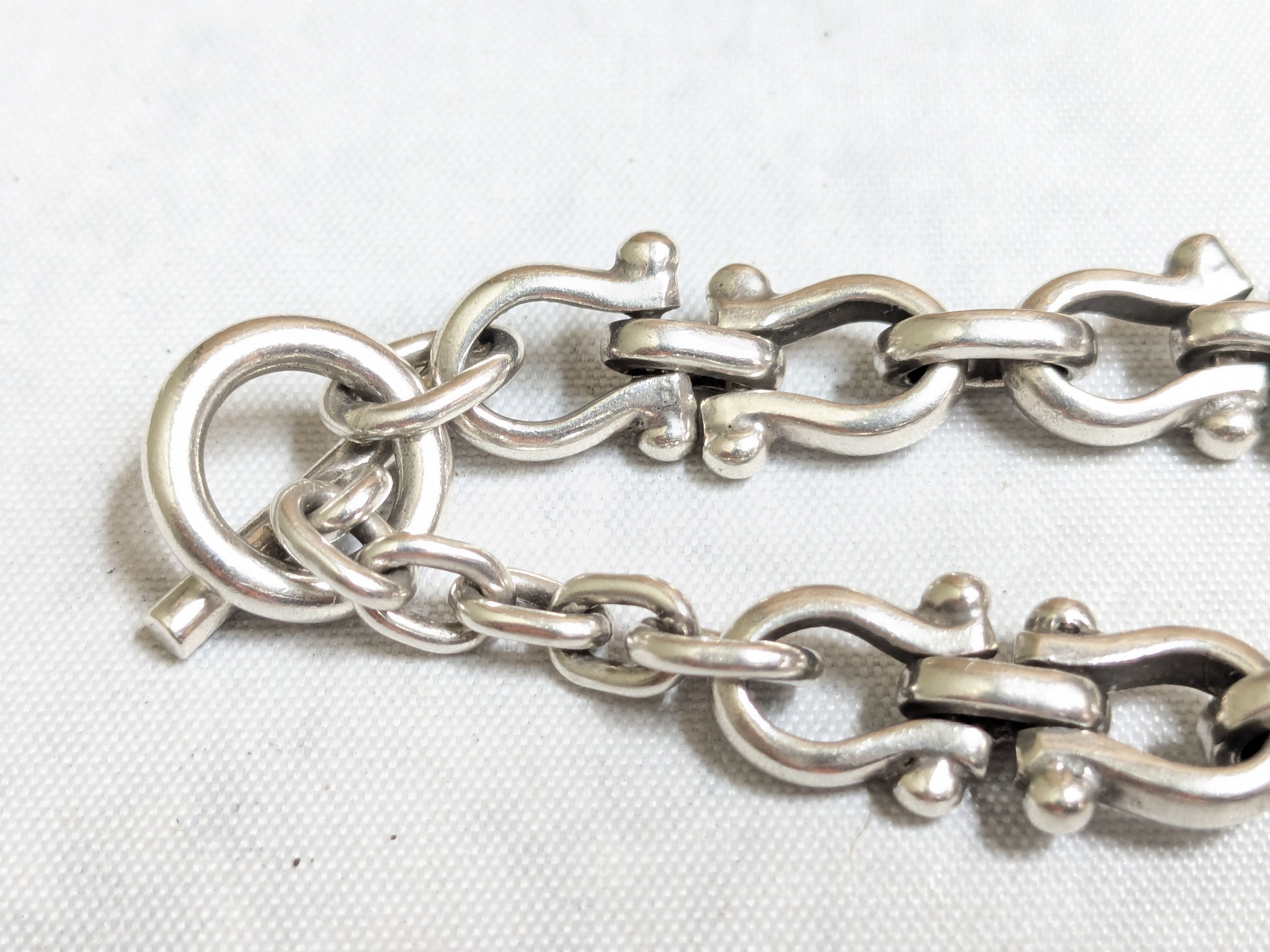 Jewelry Vintage Sterling Silver Equestrian Bracelet 6.75" Stirrup Size 26 - 11 Thumbnail
