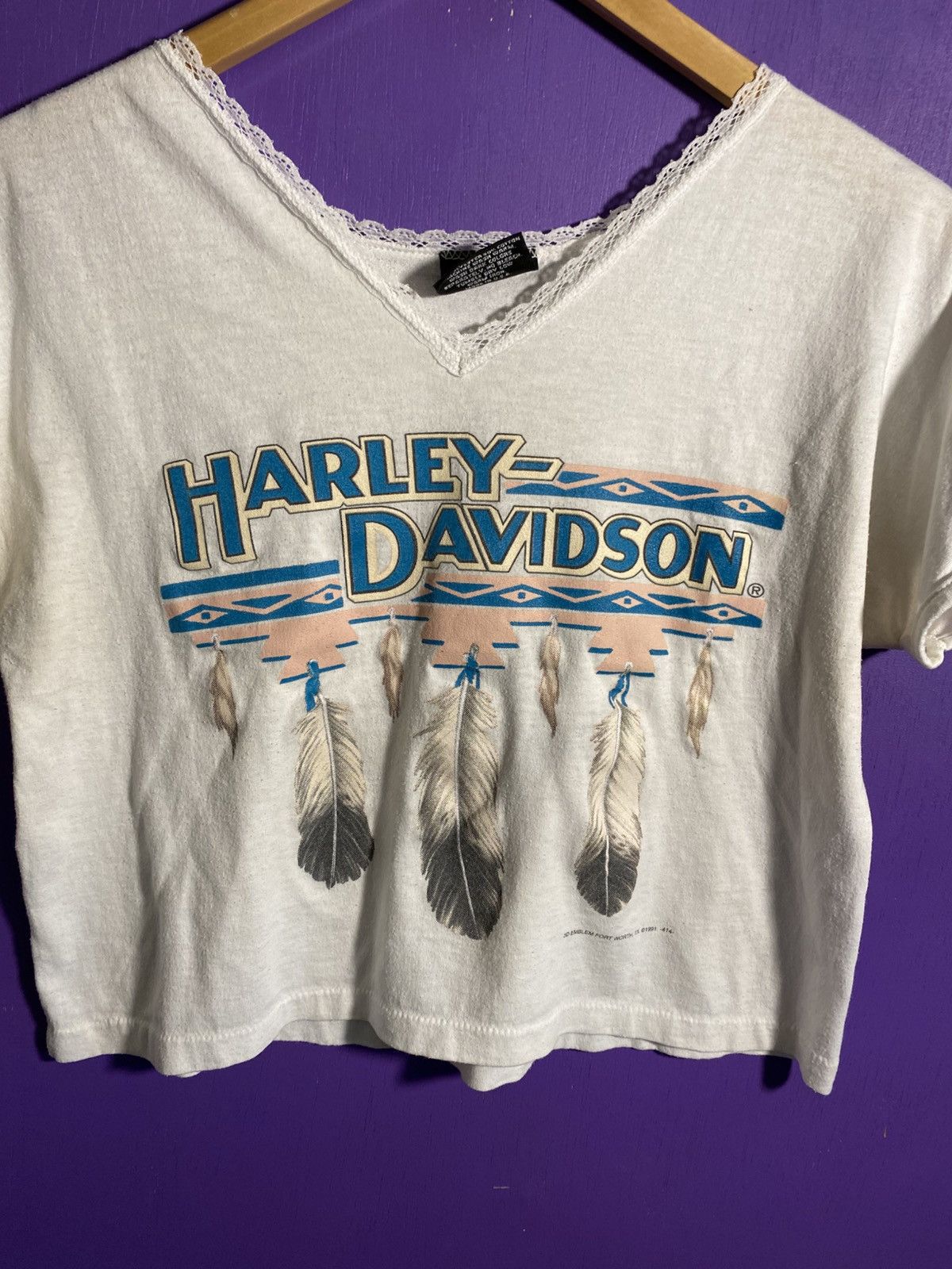 Harley Davidson Vintage 1991 Harley davidson feather logo crop top Size M / US 6-8 / IT 42-44 - 3 Thumbnail