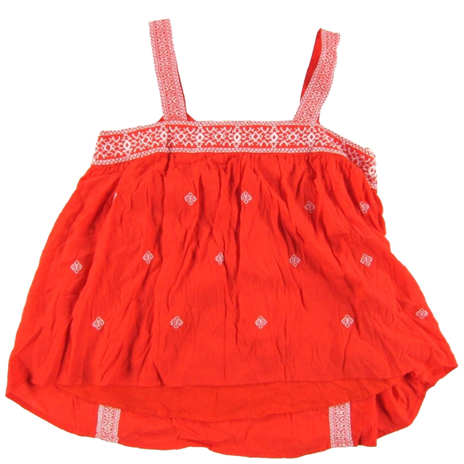 Vintage Moon River Anthropologie Coral Orange White Embroidered Tank Blouse Small V-Neck Sleeveless Rayon Embroidered Moon River Womens Blouse TS? Size S / US 4 / IT 40 - 2 Thumbnail