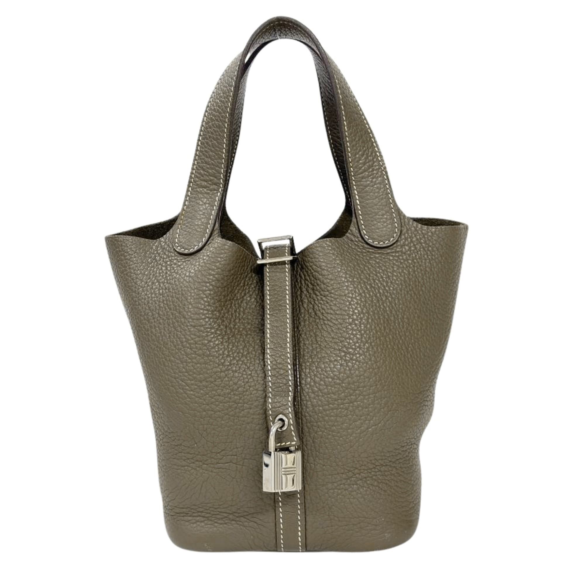 Hermes Hermes Picotin Lock PM handbag, Taurillon Clemence leather, □M stamp, Etoupe color, silver hardware, women's. Size ONE SIZE - 1 Thumbnail