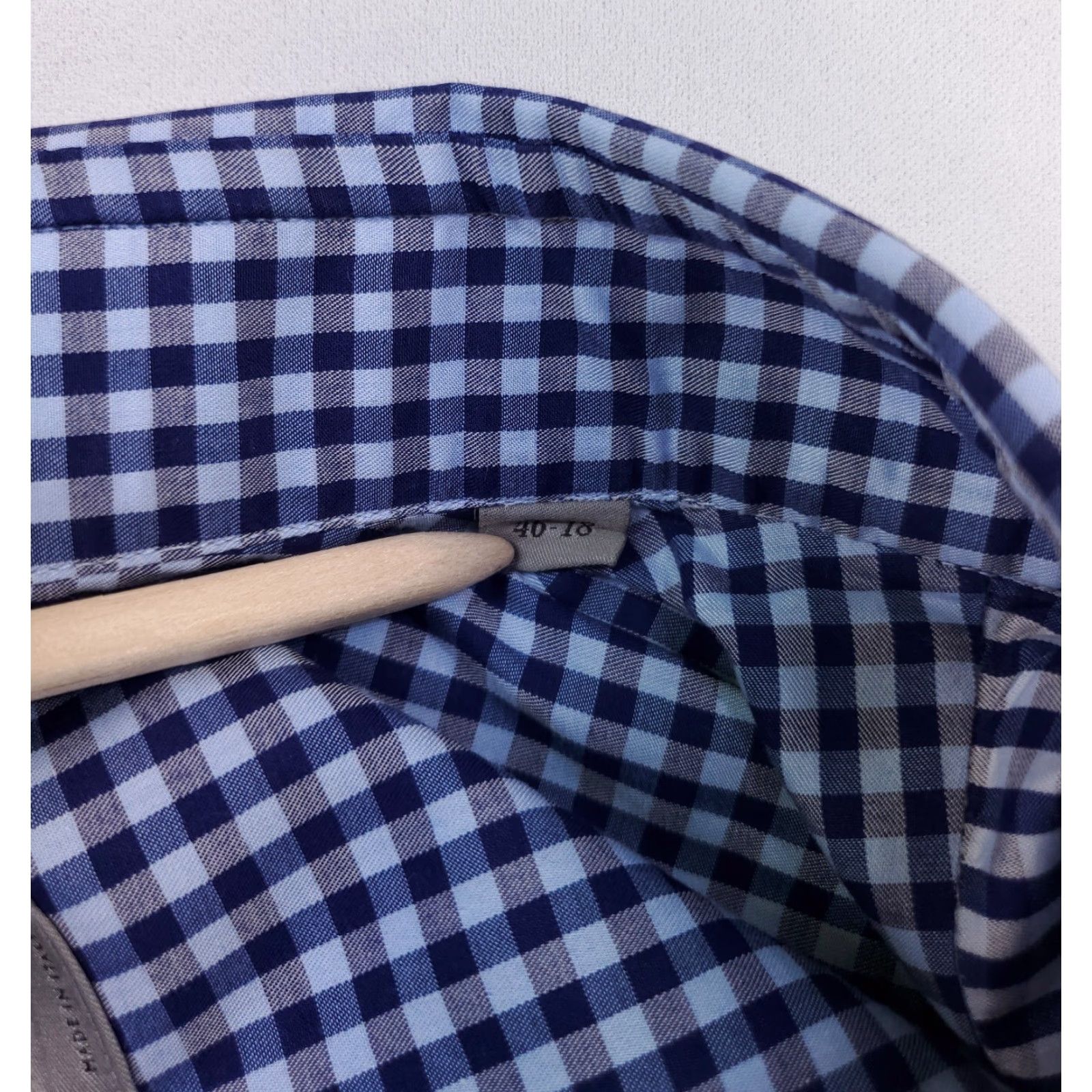 Canali Canali Button-Up Shirt Check Plaid Blue White Made Italy Mens 46-18 Long Sleeve Regular Blue Mens 46 18 Size US XXL / EU 58 / 5 - 3 Thumbnail