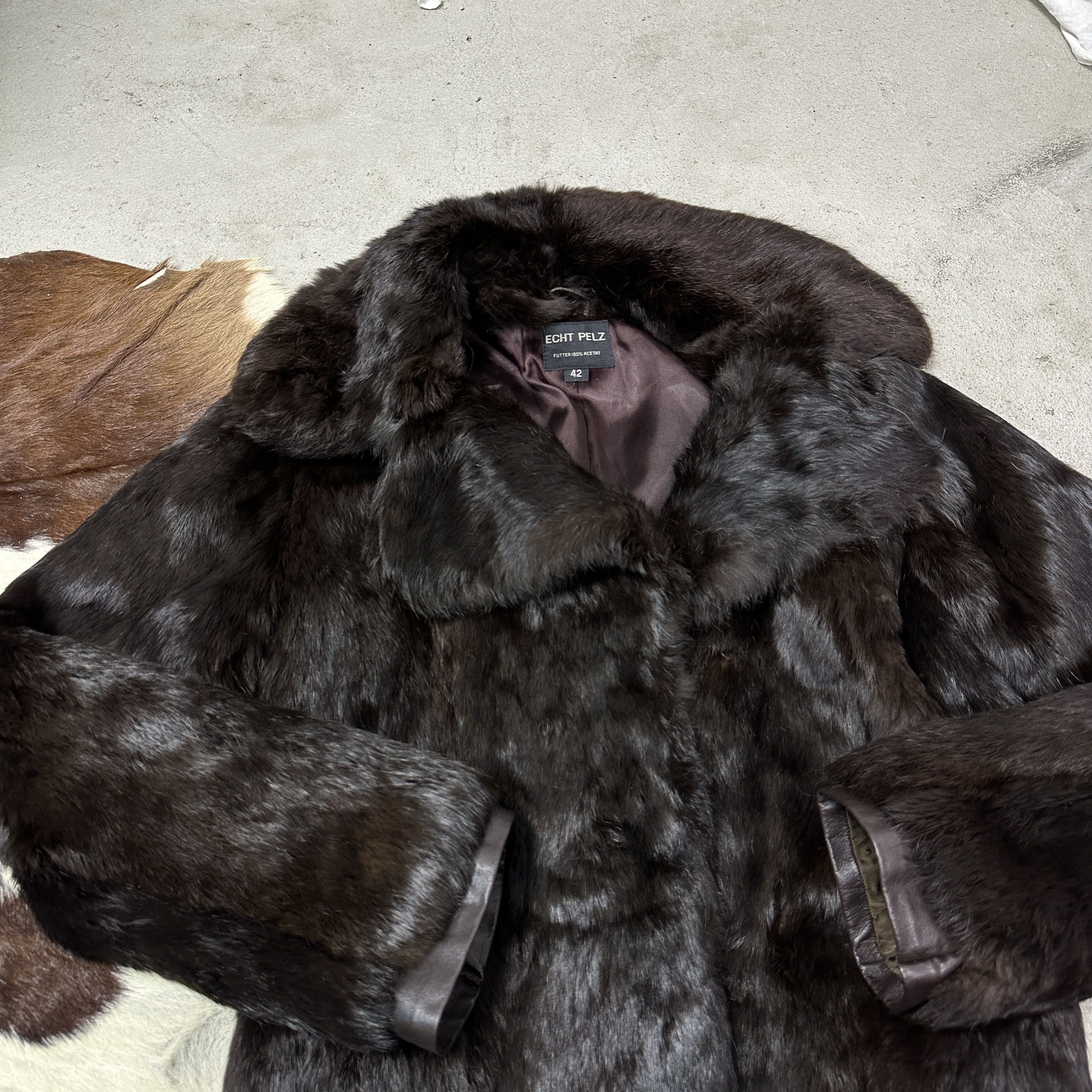 Vintage Vintage Old Money Chocolate Brown Tailored Rabbit Fur 90s Size L / US 10 / IT 46 - 7 Thumbnail