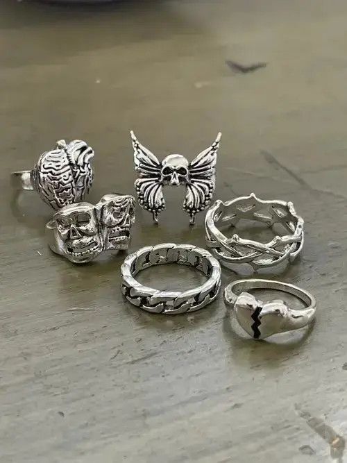 Ring Of Fire Punk Gothic Ring Combo Size ONE SIZE - 3 Thumbnail
