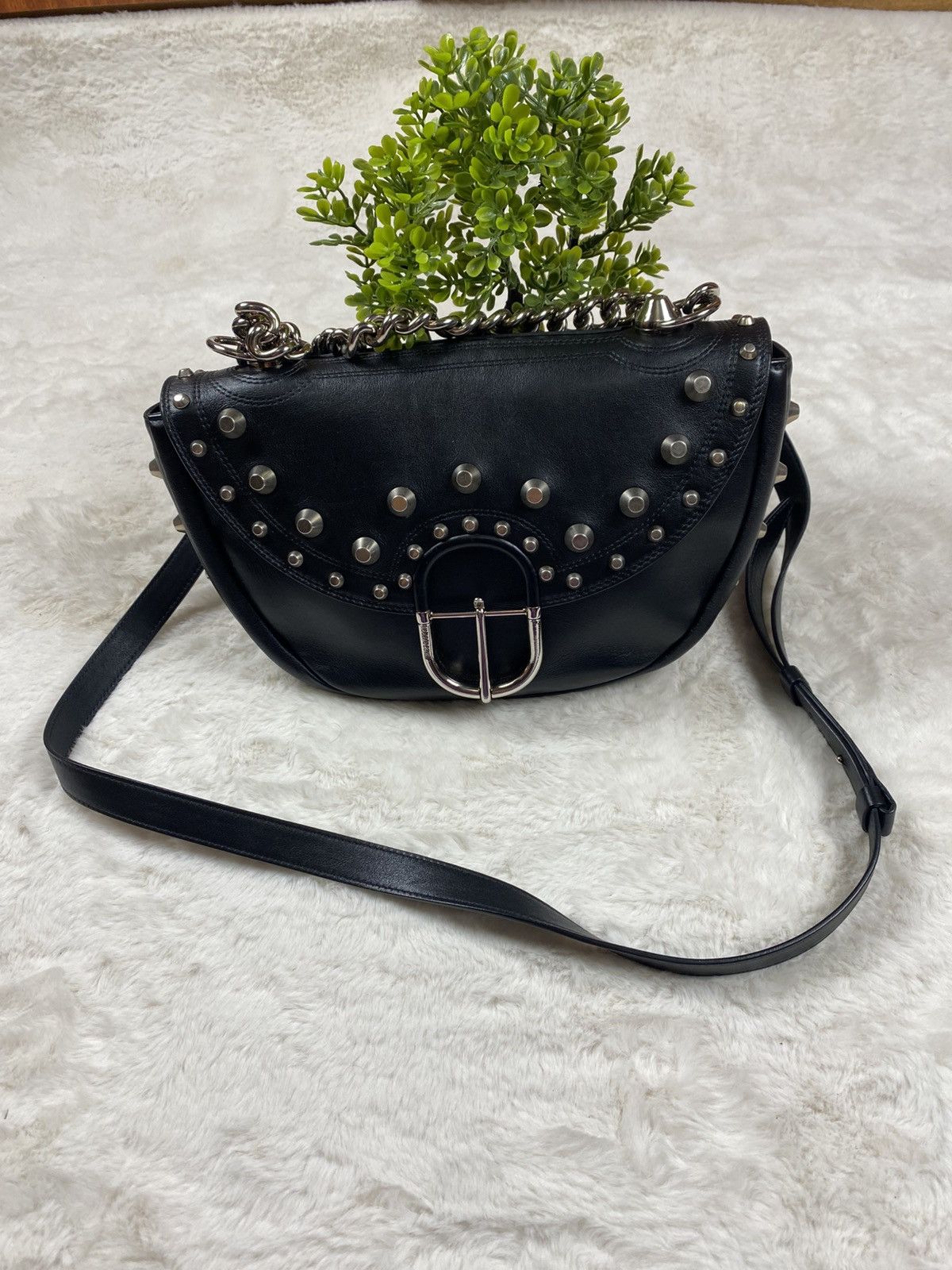 Roberto Cavalli Vintage Roberto Cavalli Black Leather Studded Shoulder Size ONE SIZE - 1 Thumbnail
