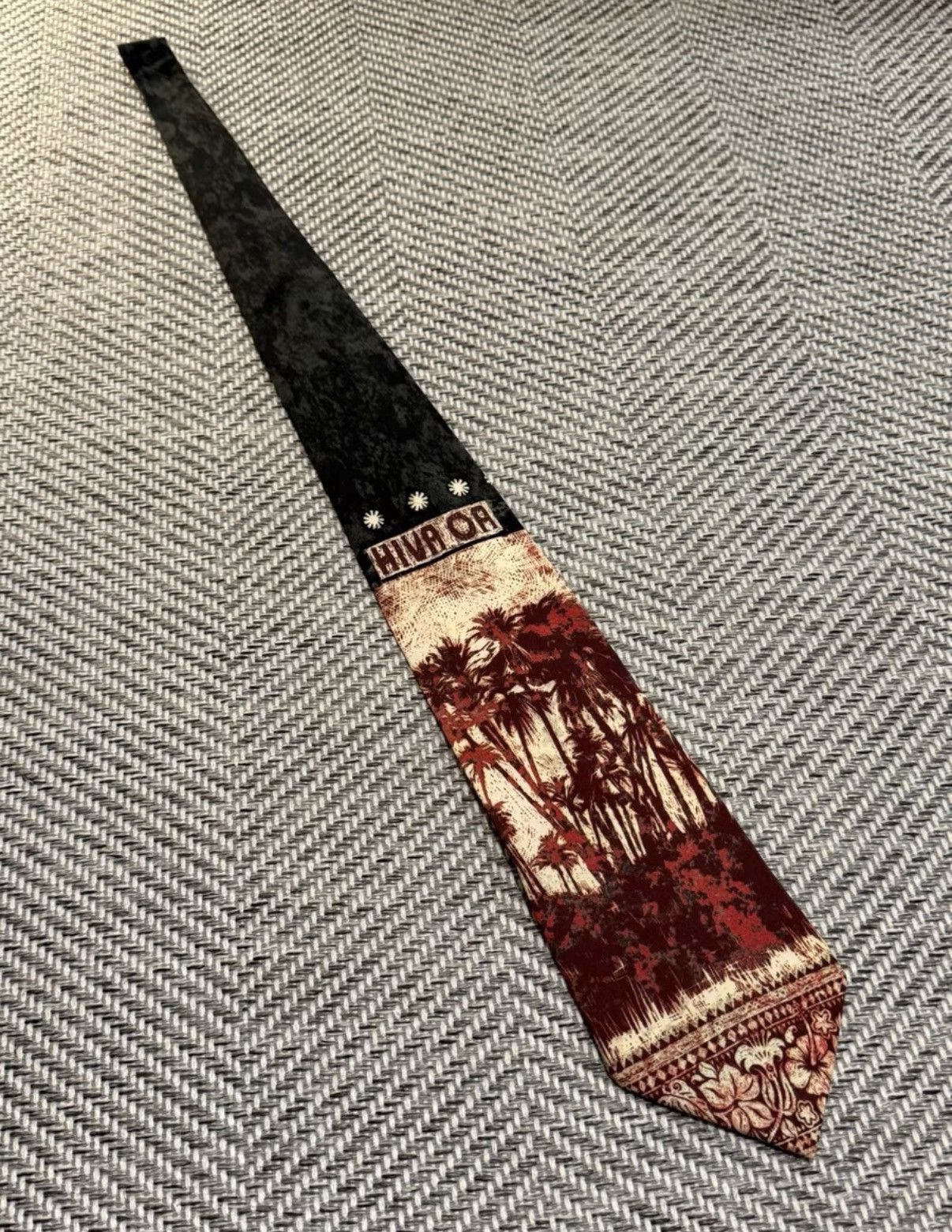 Jean Paul Gaultier Jean Paul Gaultier Etching Coconut Tree Patchwork Tie K24 Size ONE SIZE - 2 Thumbnail