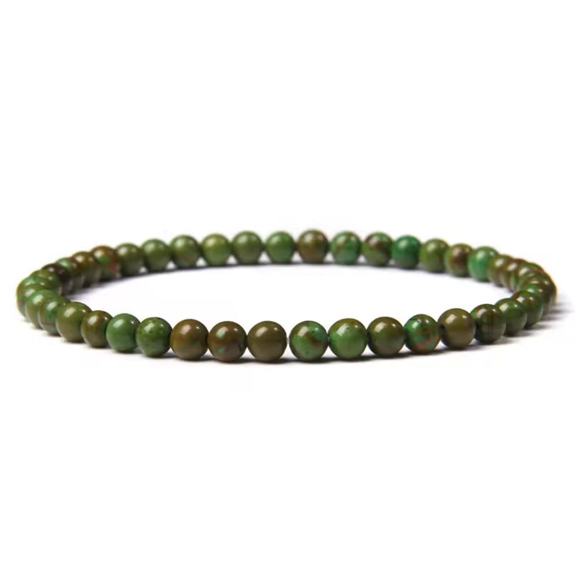 Jewelry Dark Green 4MM Reiki Natural Stone Beads Bracelet Size ONE SIZE - 1 Thumbnail