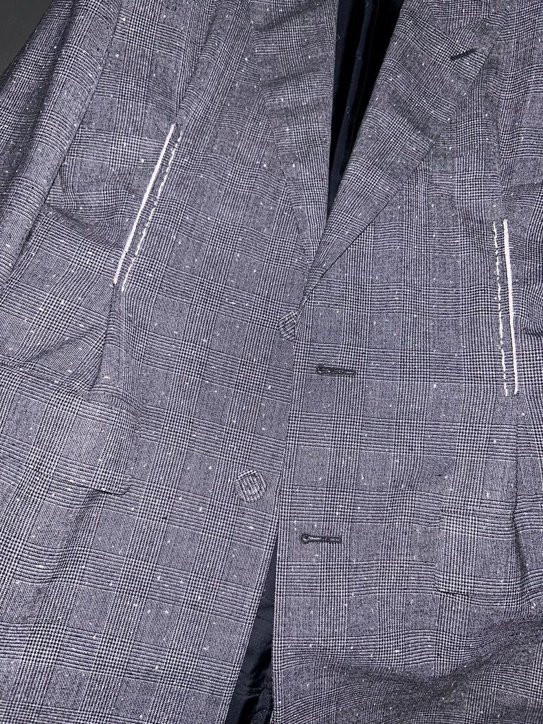 Dior Dior 2022FW Grey Wool Plaid Glitter Gypsophila blazer 2505- Size 48R - 2 Thumbnail