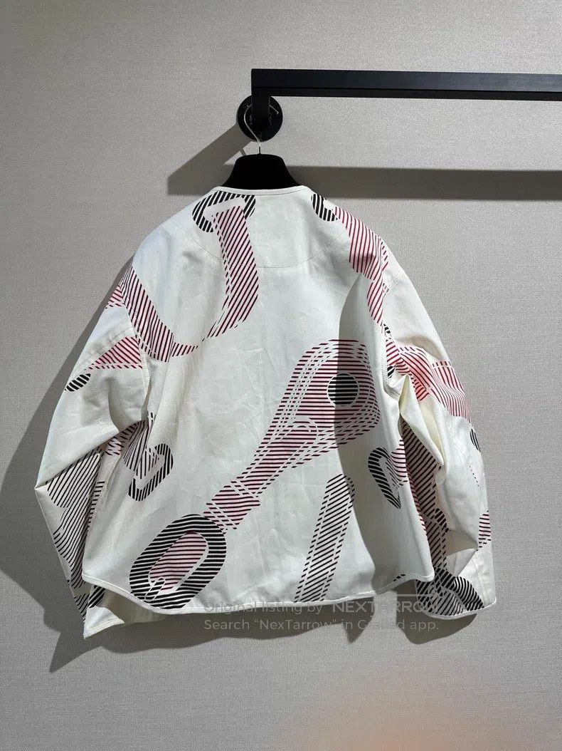 Hermes Hermes White Printed Short Jacket Size XS / US 0-2 / IT 36-38 - 5 Thumbnail