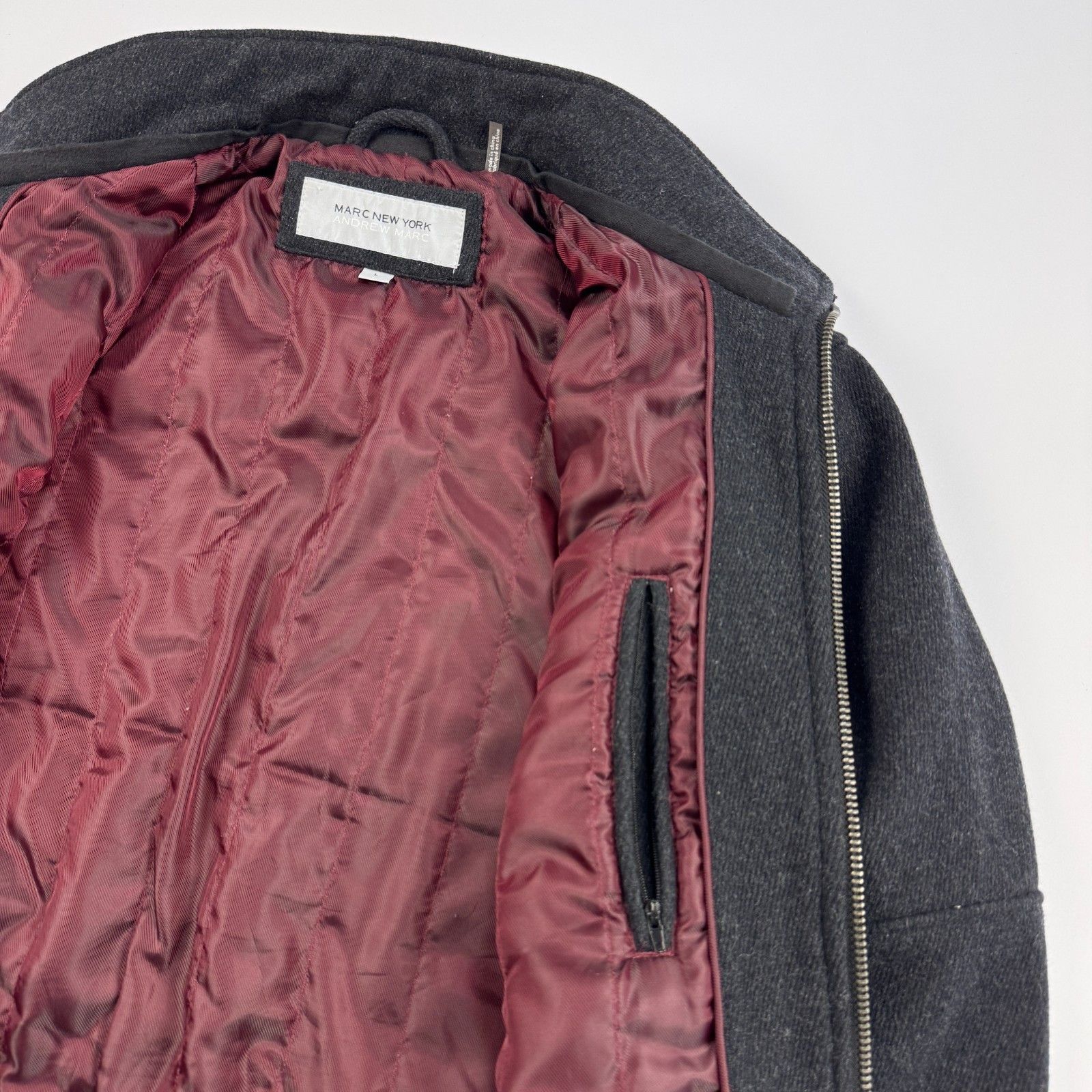 Andrew Marc Wool Blend Charcoal Gray Bomber Jacket Andrew Marc L Size US L / EU 52-54 / 3 - 9 Thumbnail