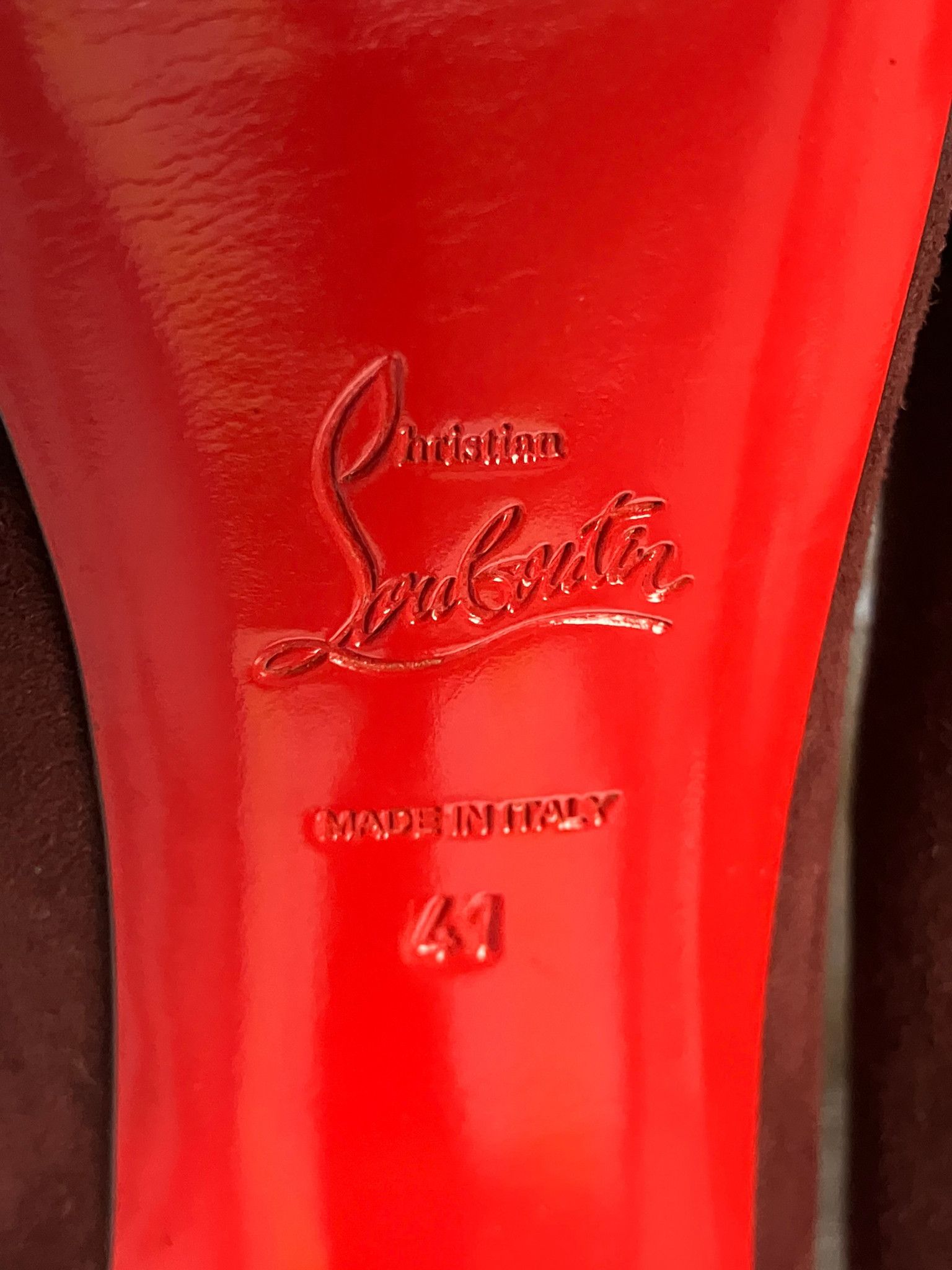 Christian Louboutin Christian Louboutin Burgundy Suede Peep Toe Platform Heels Size US 10 / IT 40 - 9 Thumbnail