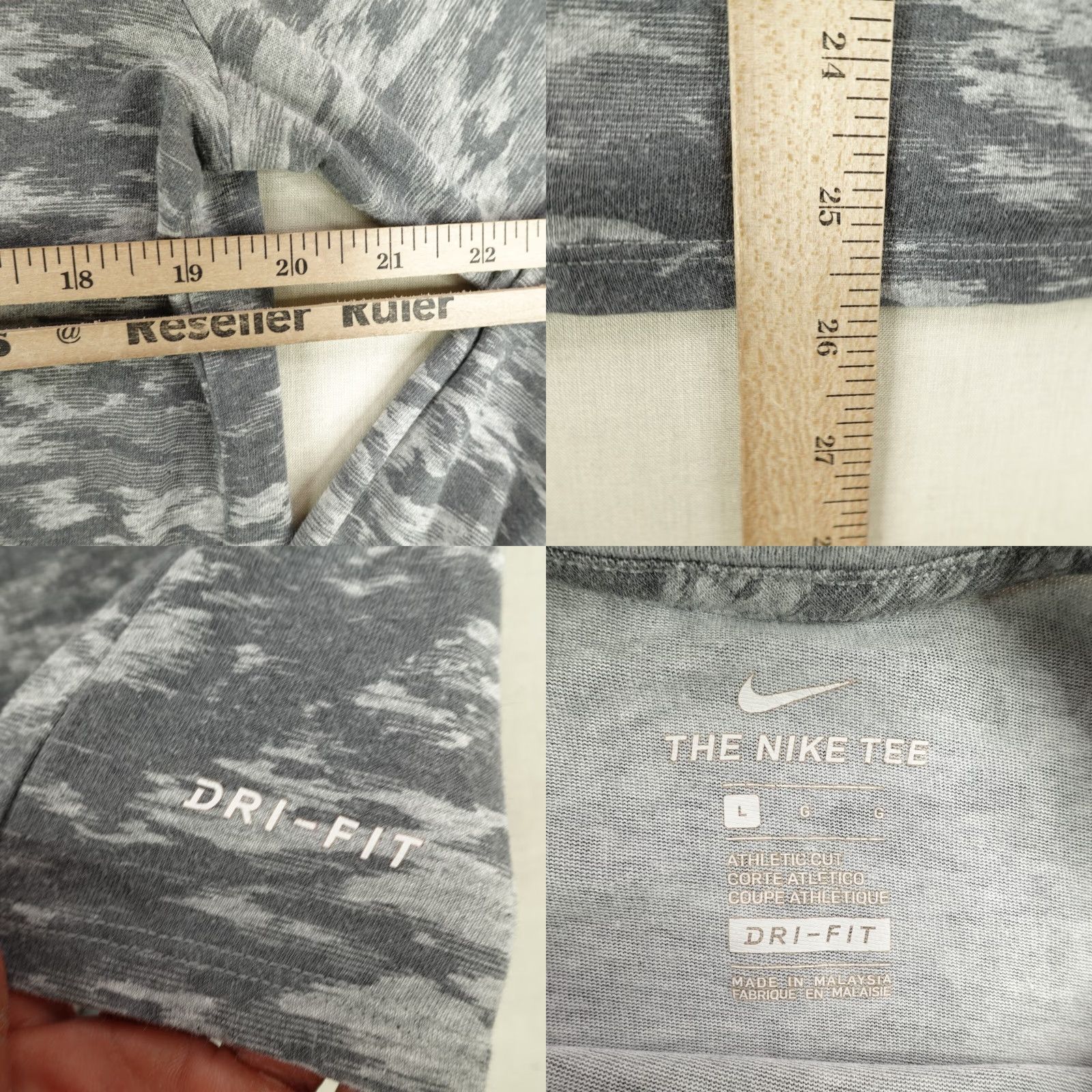Nike Nike Shirt Womens Large Gray Dri Fit Camo Lightweight Elite Performance Top Gym Size L / US 10 / IT 46 - 8 Thumbnail