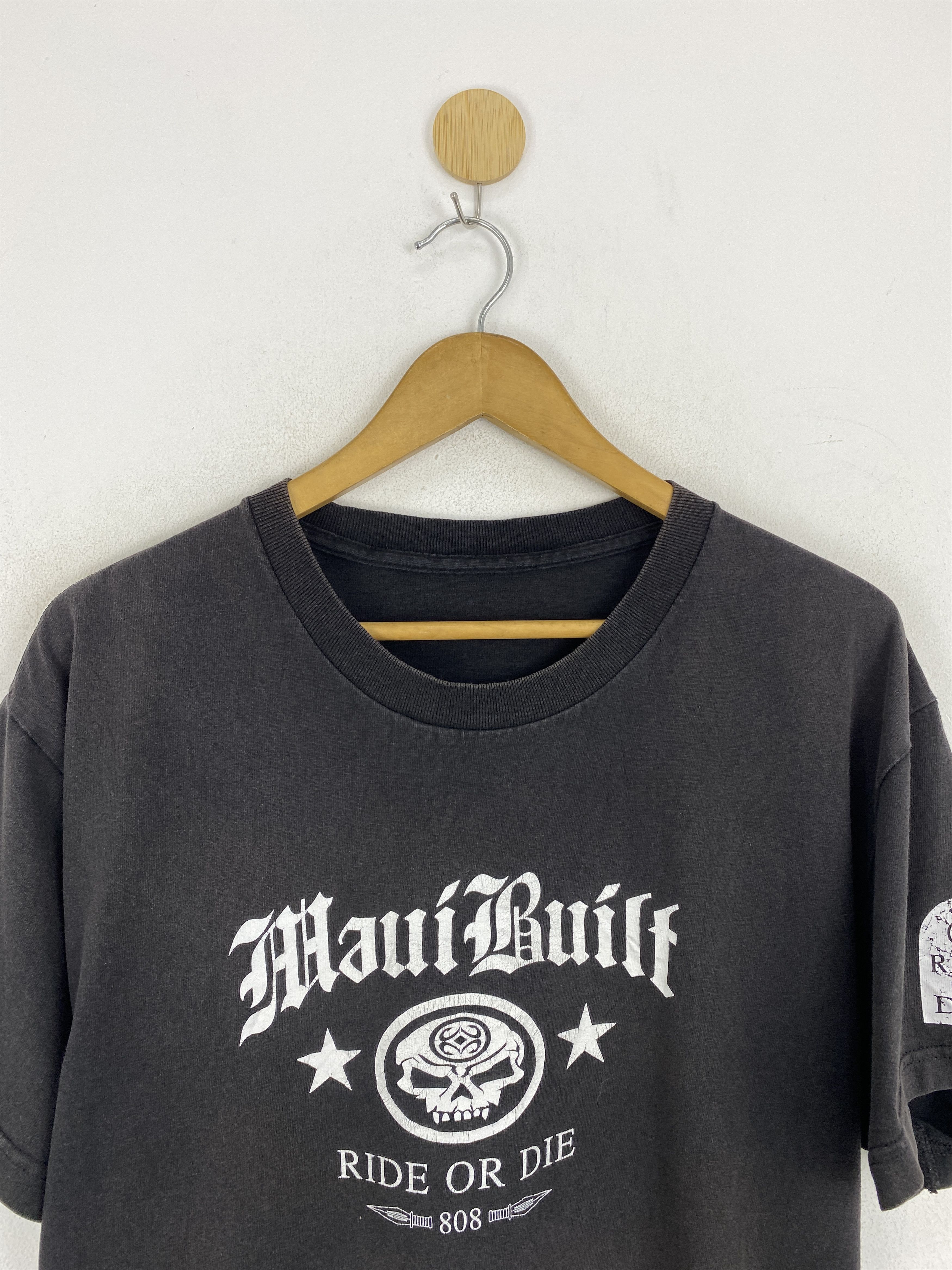 Vintage Vintage 90s Maui Built Ride Or Die Skulls Figure Tee TA0664 Size US L / EU 52-54 / 3 - 4 Thumbnail