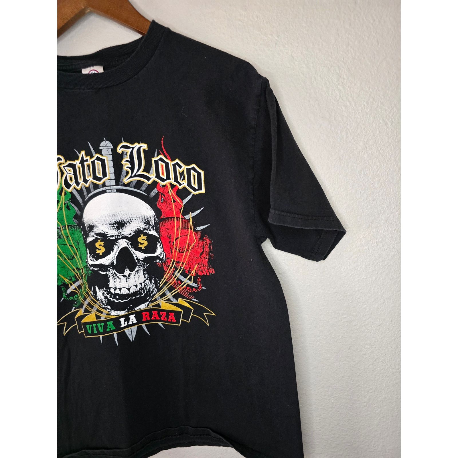 Other Y2k Mexican Skull Viva La Raza Vato Locos Men L Black Tee Size US L / EU 52-54 / 3 - 5 Thumbnail