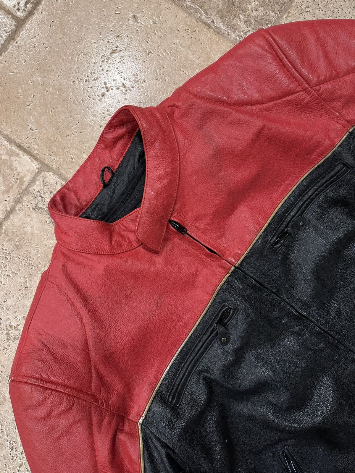 Vintage Vintage Xelement Red / Black Racer Moto Biker Leather Jacket Size US XXL / EU 58 / 5 - 6 Thumbnail