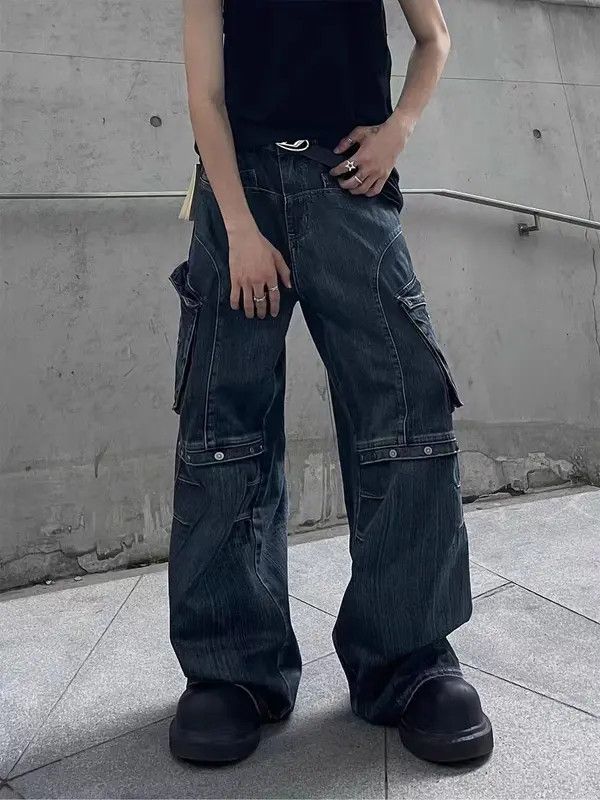 VIBE Retro heavy duty workwear large pocket wide leg jeans Size US 32 / EU 48 - 3 Thumbnail