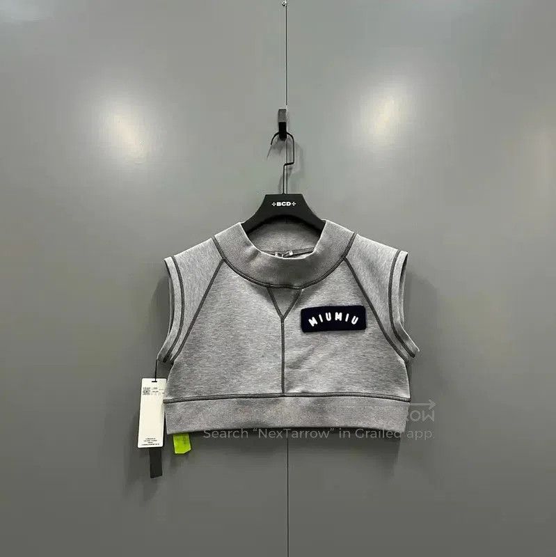 Miu Miu Miu Miu Gray Sleeveless Cropped Sweatshirt . Size M / US 6-8 / IT 42-44 - 1 Thumbnail