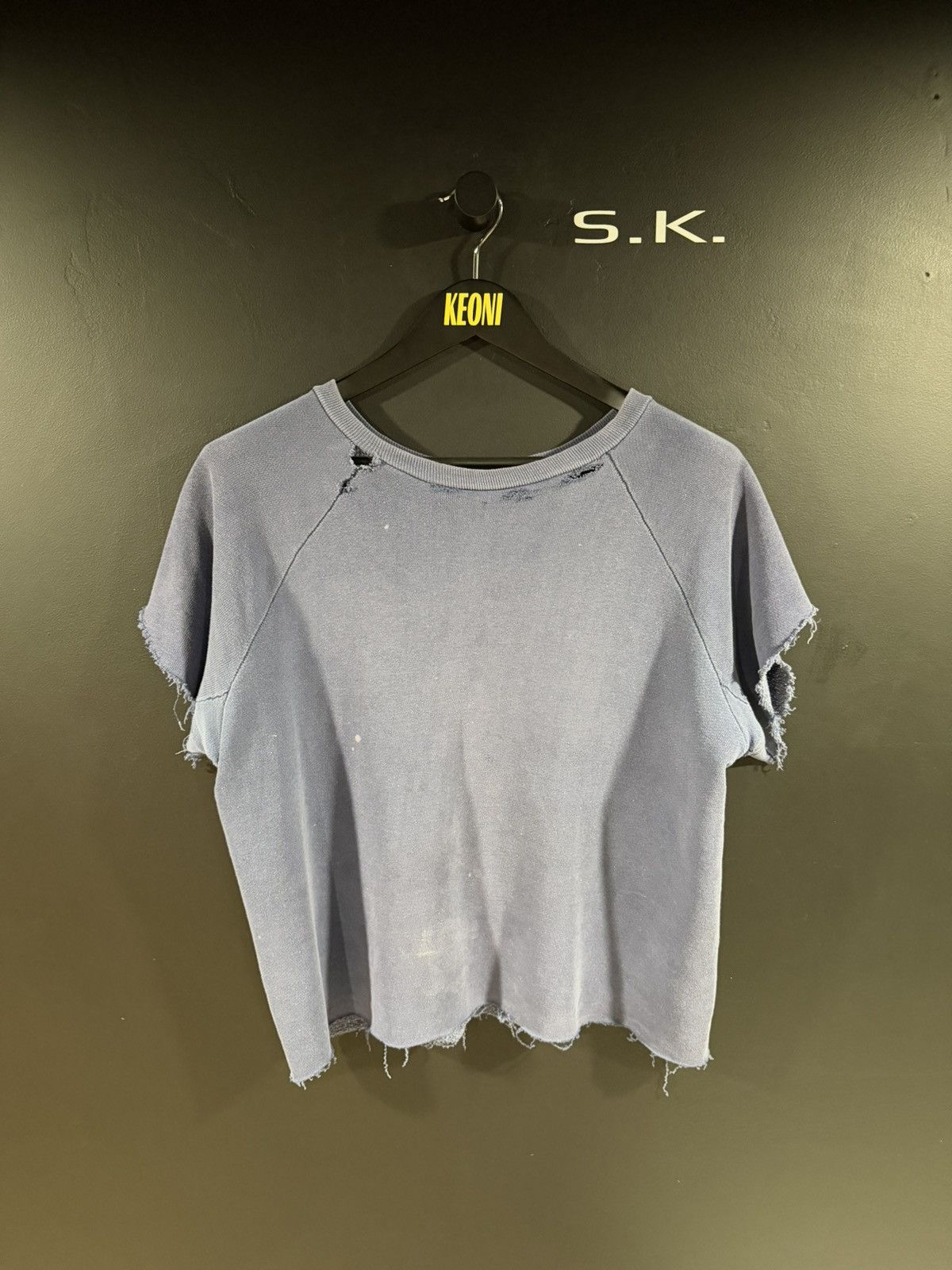 1980s Vintage Faded Grunge Distressed Cropped Sweatshirt L