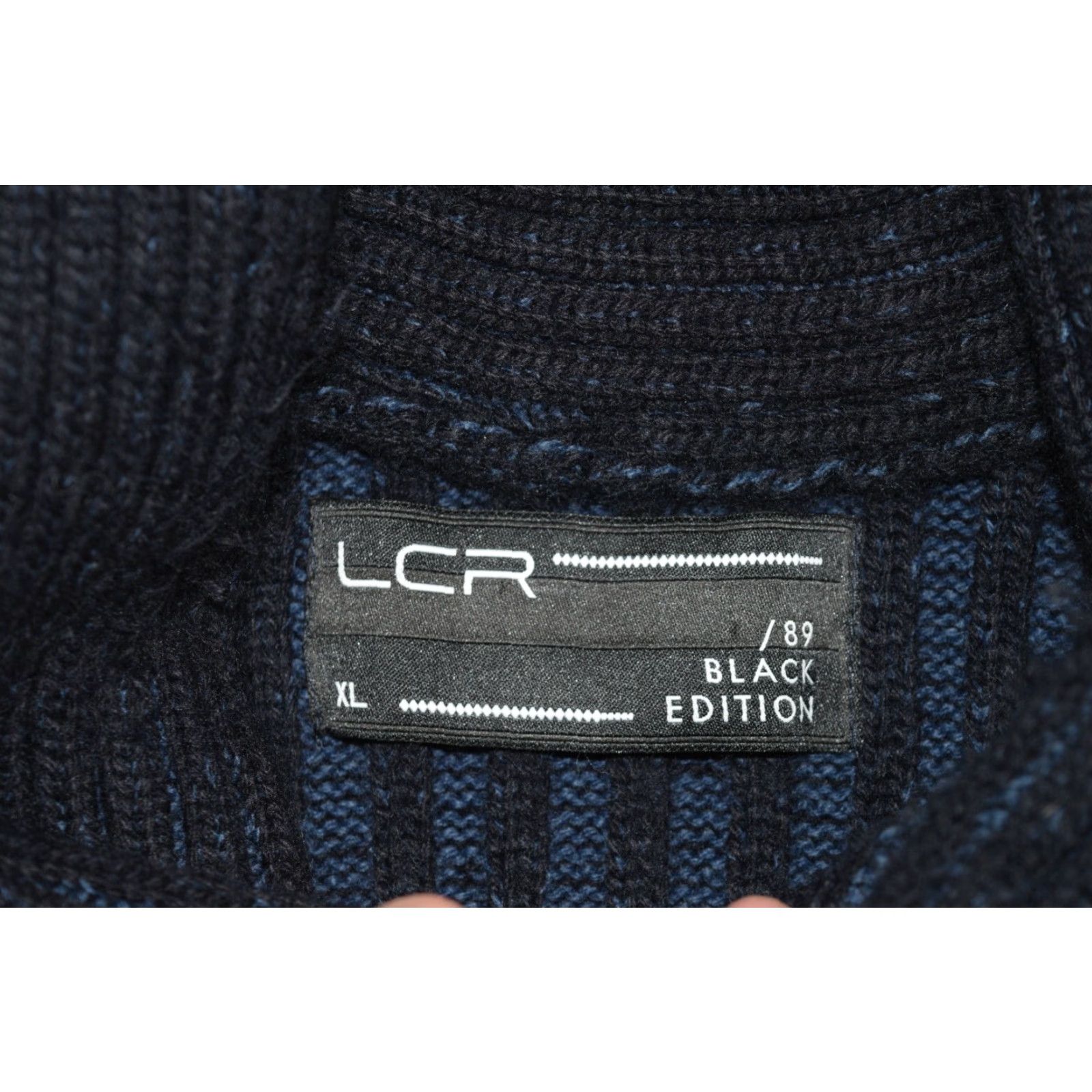 Vintage LCR Luxury Cardigan Sweater XL Navy Blue Chunky Knit Button Buckle Collared Mens Size US XL / EU 56 / 4 - 4 Thumbnail