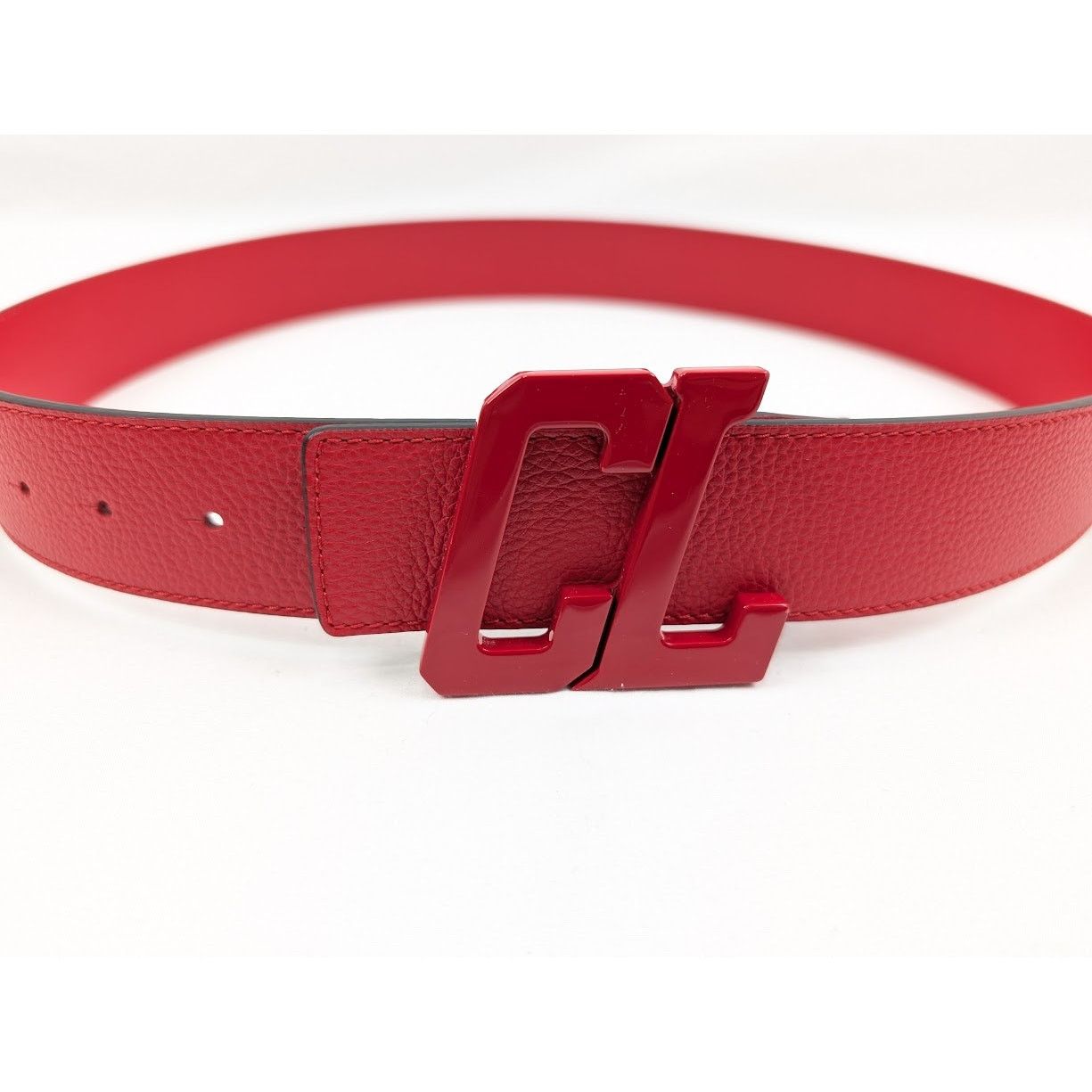 Christian Louboutin o1rshd1 Size: 90 / Calf Happy Rui CL Logo Belt in Loubi Size 34 - 15 Thumbnail