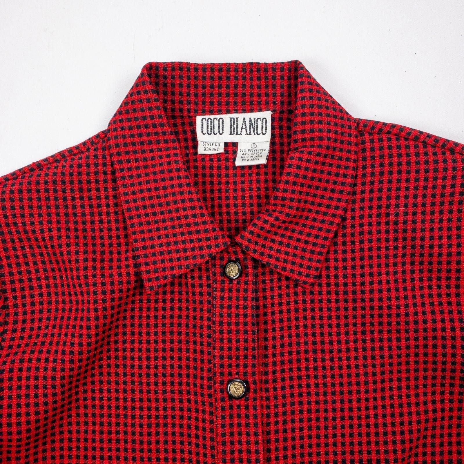 Other Coco Blanco Vintage Red & Black Checkered Shirt Womens 8 Size M / US 6-8 / IT 42-44 - 3 Thumbnail