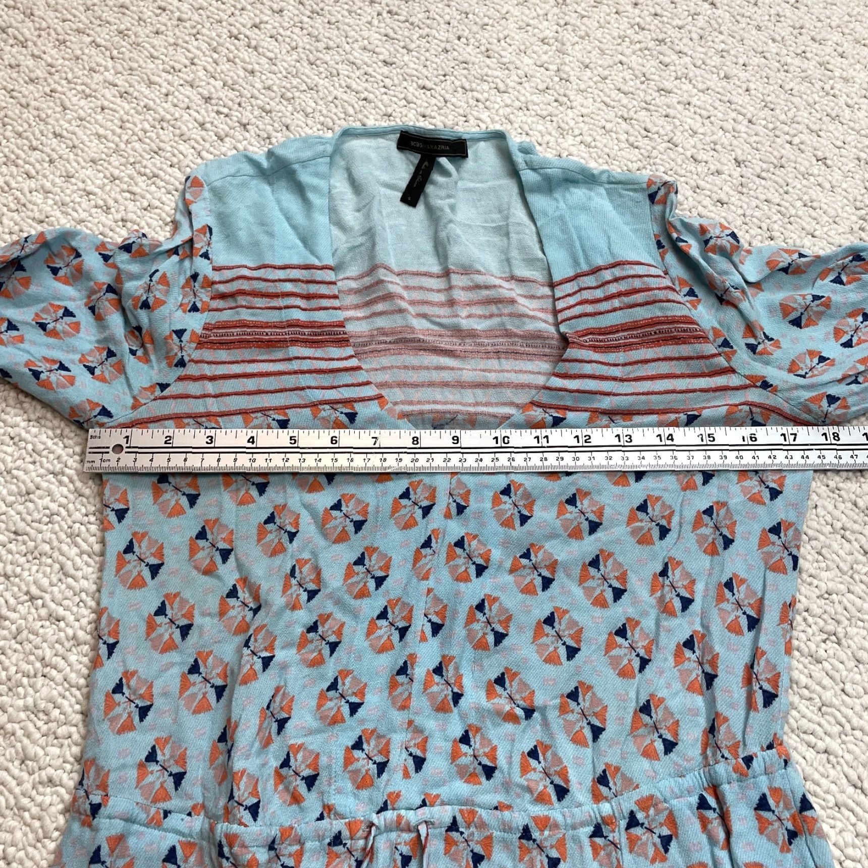 Bcbgmaxazria VINTAGE BCBGMAXAZRIA Maxi Dress Womens S Long Sleeve V-Neck Pullover Casual Party/Cocktail Travel Blue Rayon Size S / US 4 / IT 40 - 6 Thumbnail