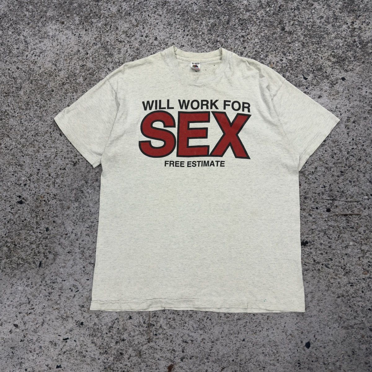 Vintage 90s Will Work For Sex Thrashed Faded Tee ERD Grunge Size US XL / EU 56 / 4 - 7 Thumbnail