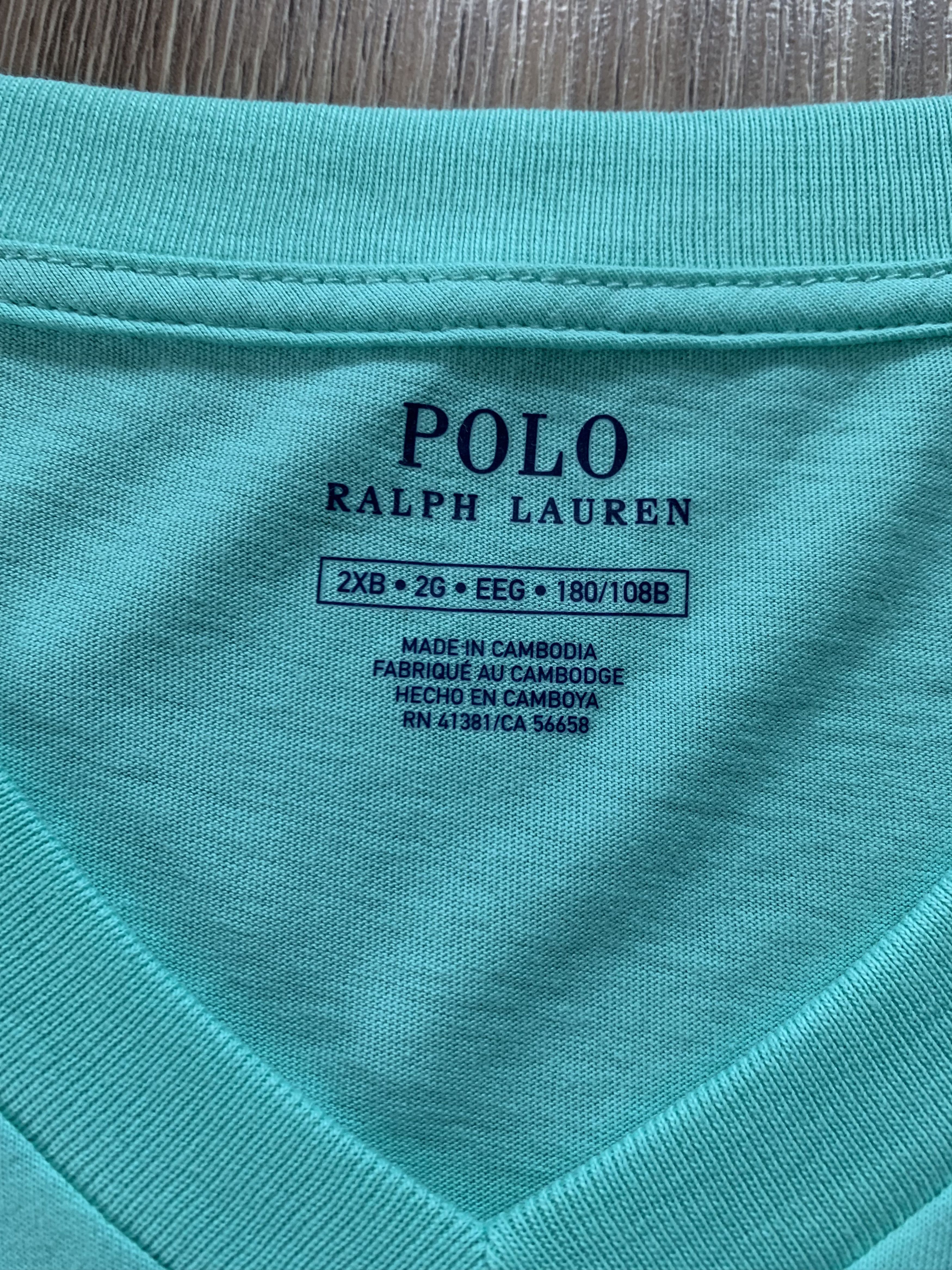 Polo Ralph Lauren Polo Ralph Lauren V-Neck Light Blue Cotton T-Shirt Size US XXL / EU 58 / 5 - 5 Thumbnail