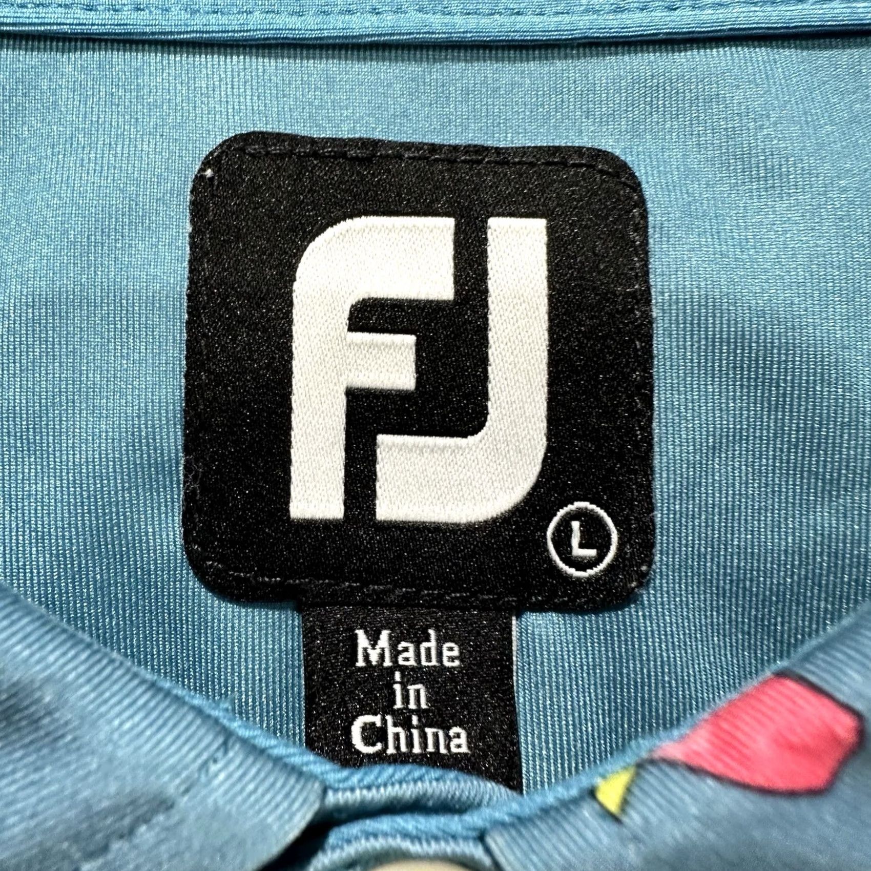 Footjoy FootJoy Golf Polo Shirt Mens Large Blue Pink Lemonade AOP Print Stretch Size US L / EU 52-54 / 3 - 3 Thumbnail