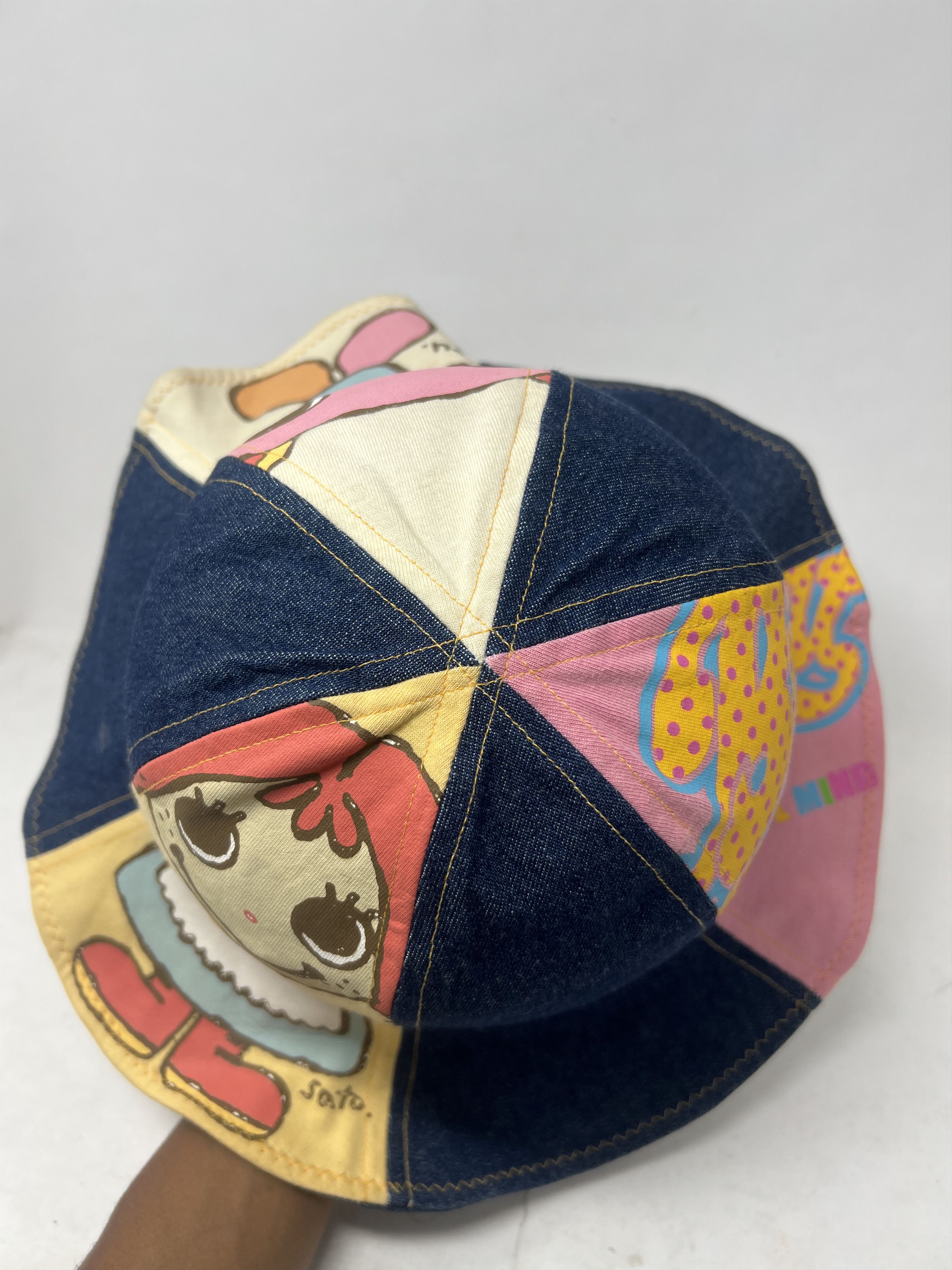 If Six Was Nine Bruyant Denim Patchwork Rag Doll Bucket Hat Size ONE SIZE - 6 Thumbnail