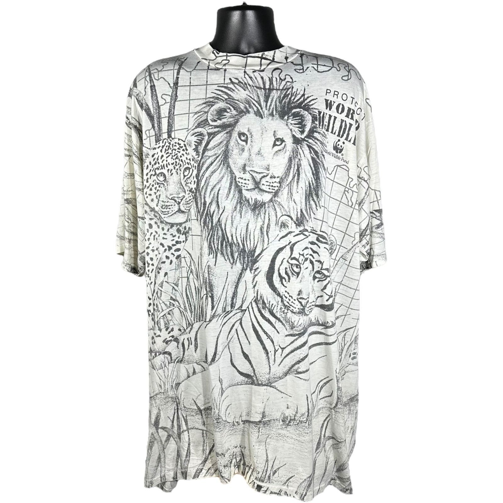 Vintage Vintage AOP Protect World Wildlife Big Cats Tee Size US XXL / EU 58 / 5 - 1 Thumbnail