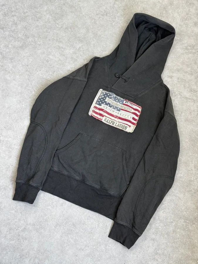 Polo Ralph Lauren 2010s Ralph Lauren Dark Grey USA Flag Buttoned Hoodie Size US M / EU 48-50 / 2 - 5 Thumbnail