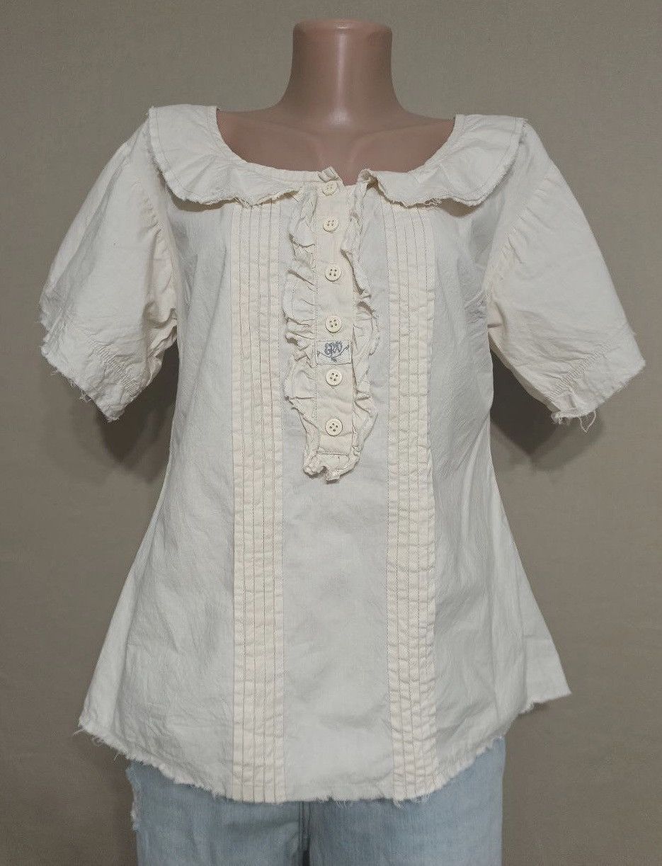 Designer Ewa i Walla Cotton Beige Designer Blouse Top Size S Size S / US 4 / IT 40 - 1 Thumbnail
