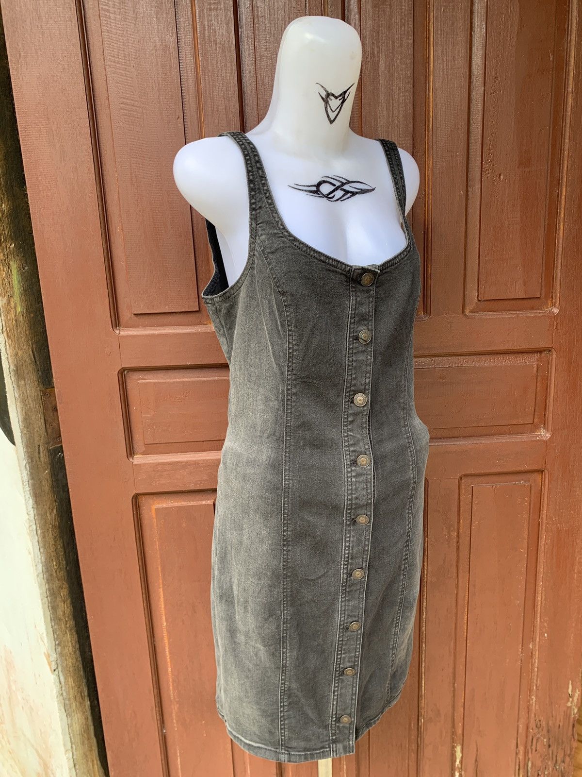Hollister Hollister US Gray Washed Stretchy Jeans Button up Mini Dress Size L / US 10 / IT 46 - 2 Thumbnail
