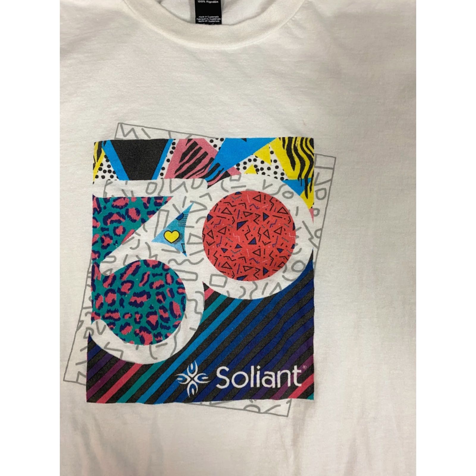 Vintage District Mens T-Shirt M White Soliant Logo Breathable Regular Crew Neck Short Sleeve Cotton Solid Vintage No Size US M / EU 48-50 / 2 - 4 Thumbnail