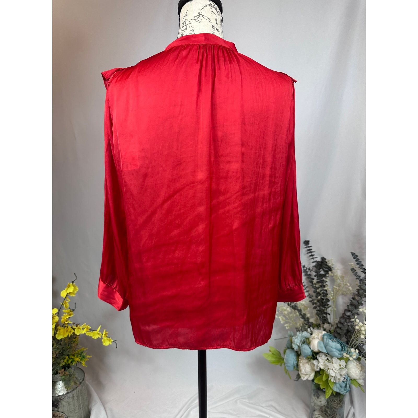 Zadig & Voltaire Zadig & Voltaire Tygg Satin Button Front Blouse Red M Size M / US 6-8 / IT 42-44 - 12 Thumbnail