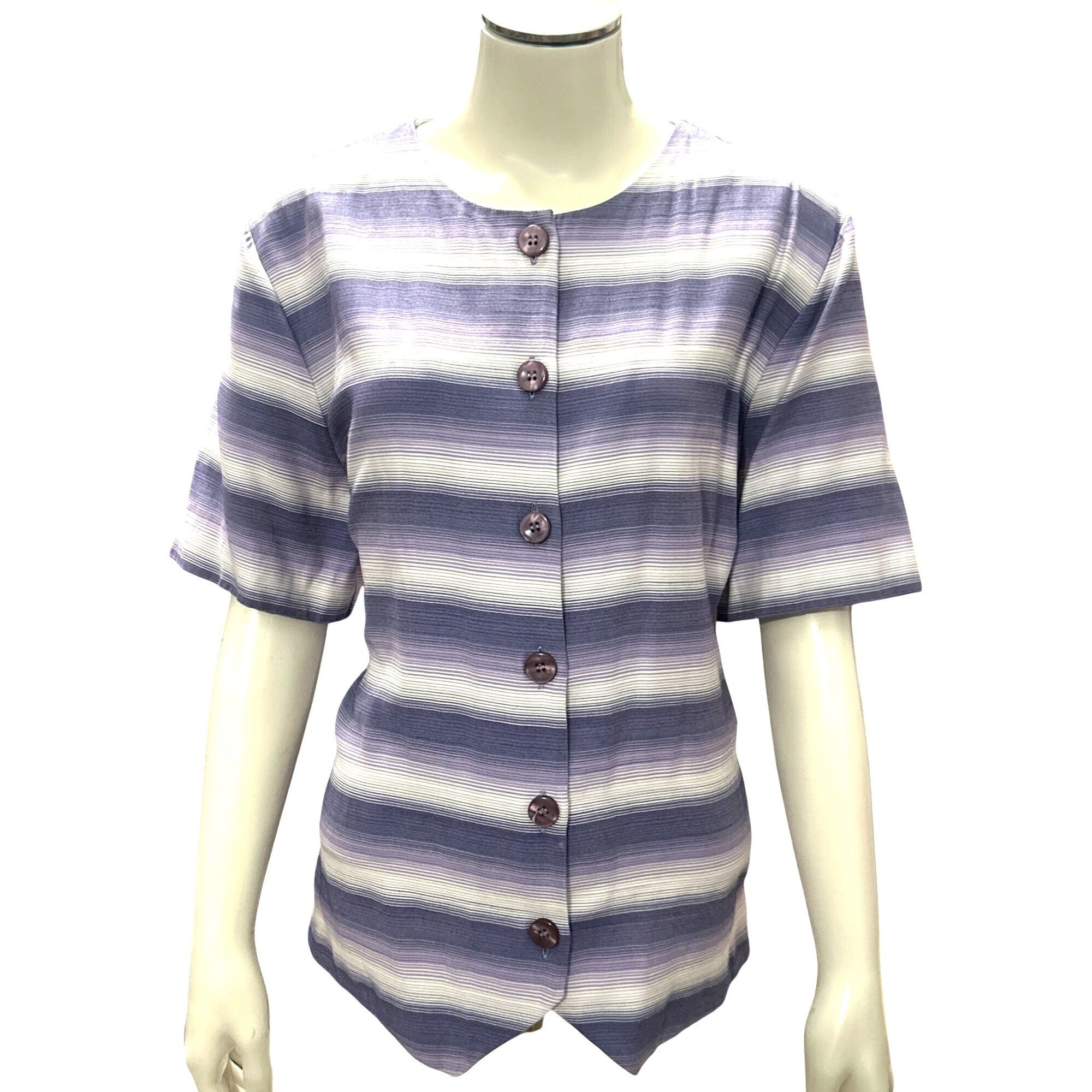 Other Alfred Dunner Size 16 Lavender Stripe Button Blouse Cottagec Size XXL / US 16-18 / IT 52-54 - 2 Thumbnail