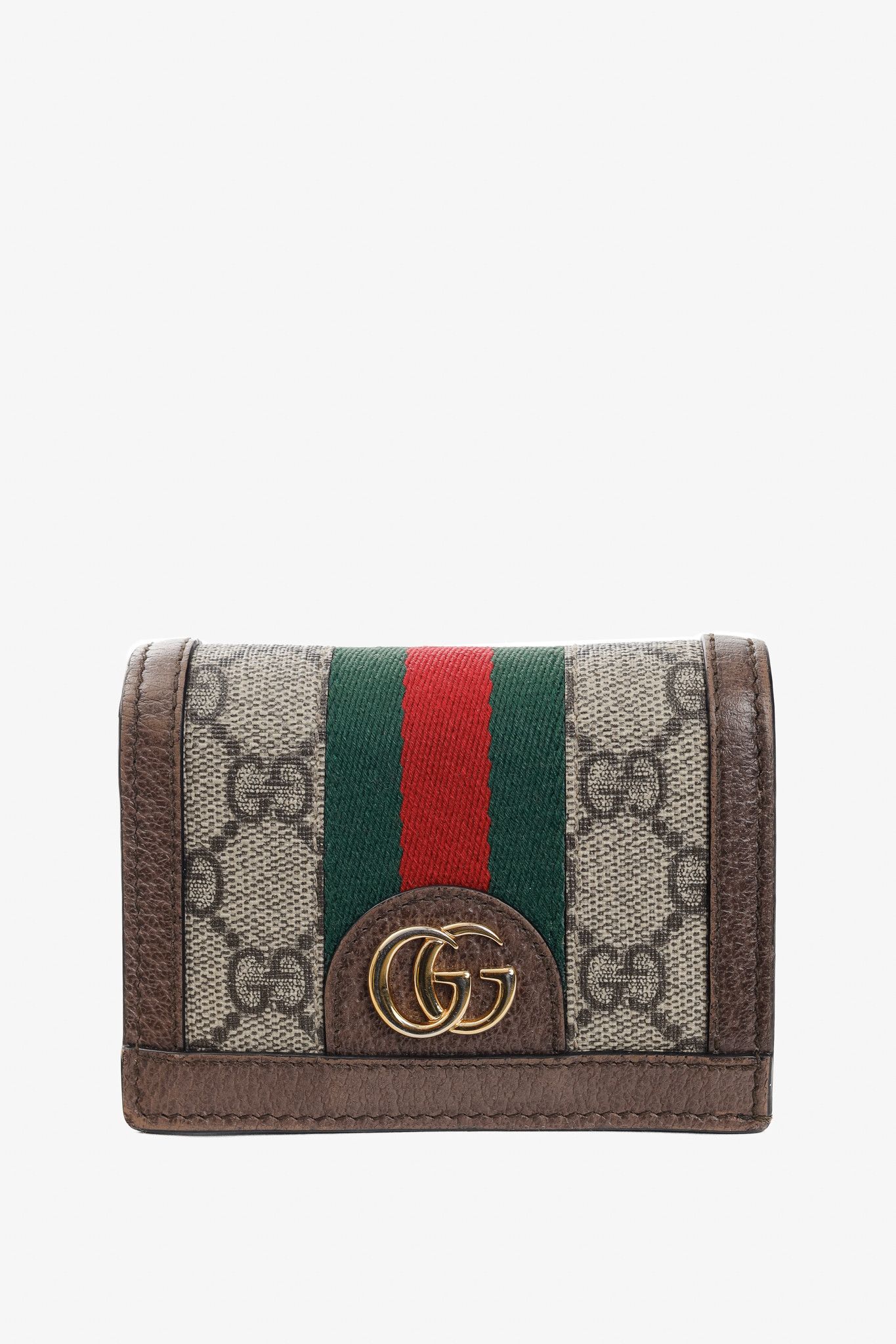 Gucci Gucci Beige & Ebony GG Supreme Ophidia Card Case Wallet Size ONE SIZE - 1 Thumbnail