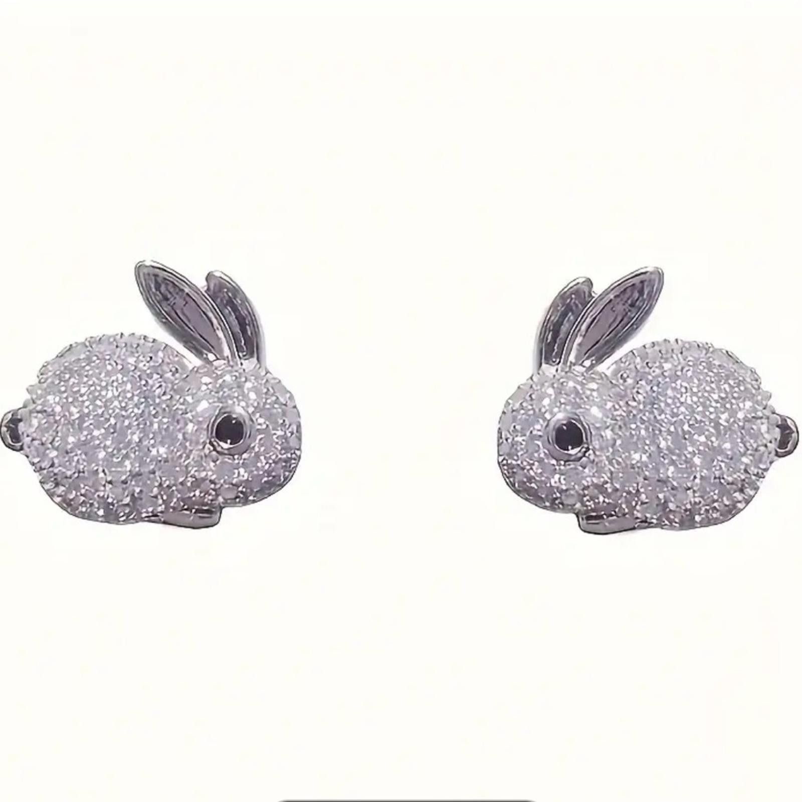 Designer Bunny Rabbit Design Zirconia Earrings Size ONE SIZE - 3 Thumbnail