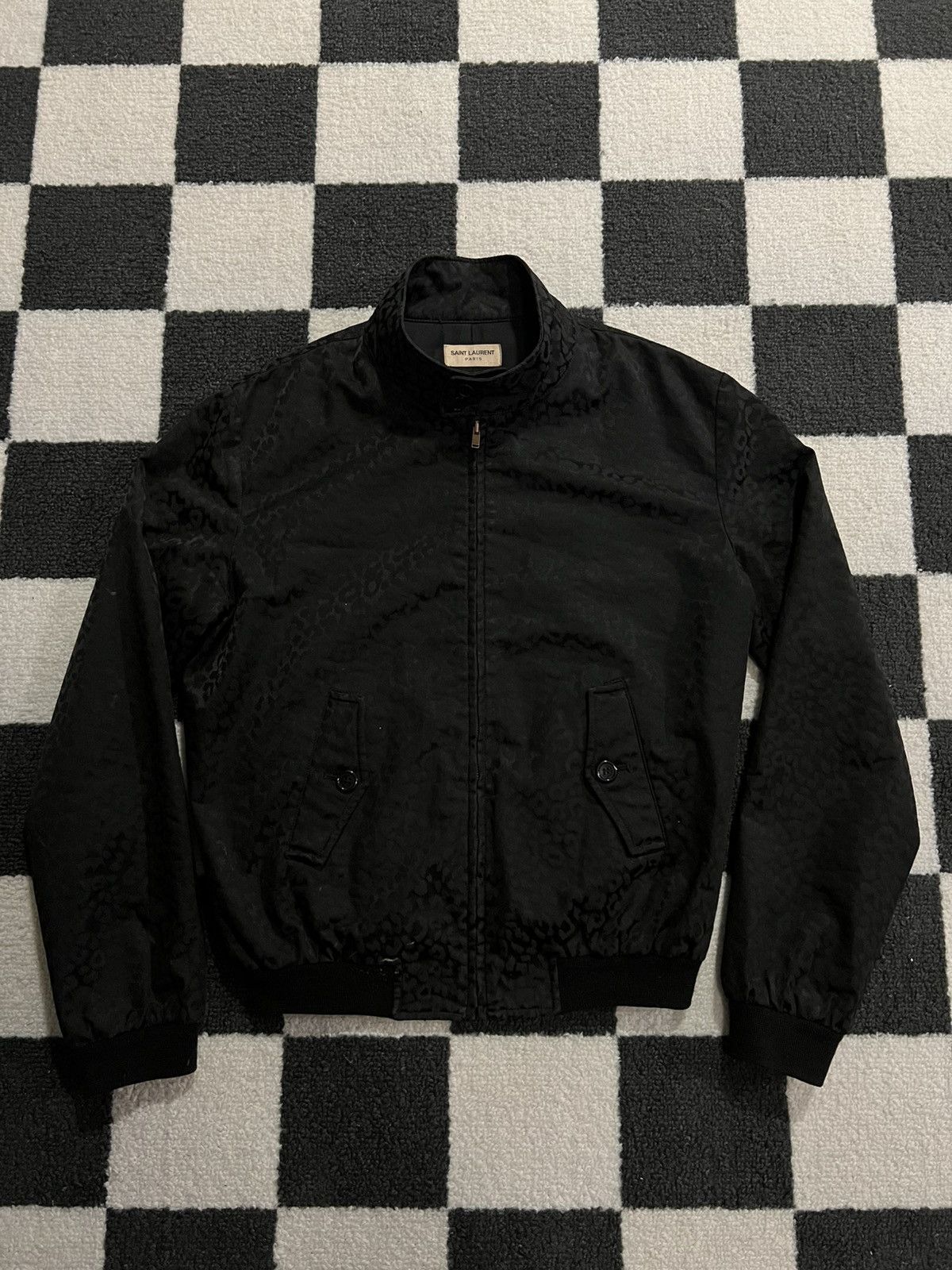 Hedi Slimane × Saint Laurent Paris Saint Laurent Paris Black Leopard Silk Jacket Size US S / EU 44-46 / 1 - 2 Thumbnail