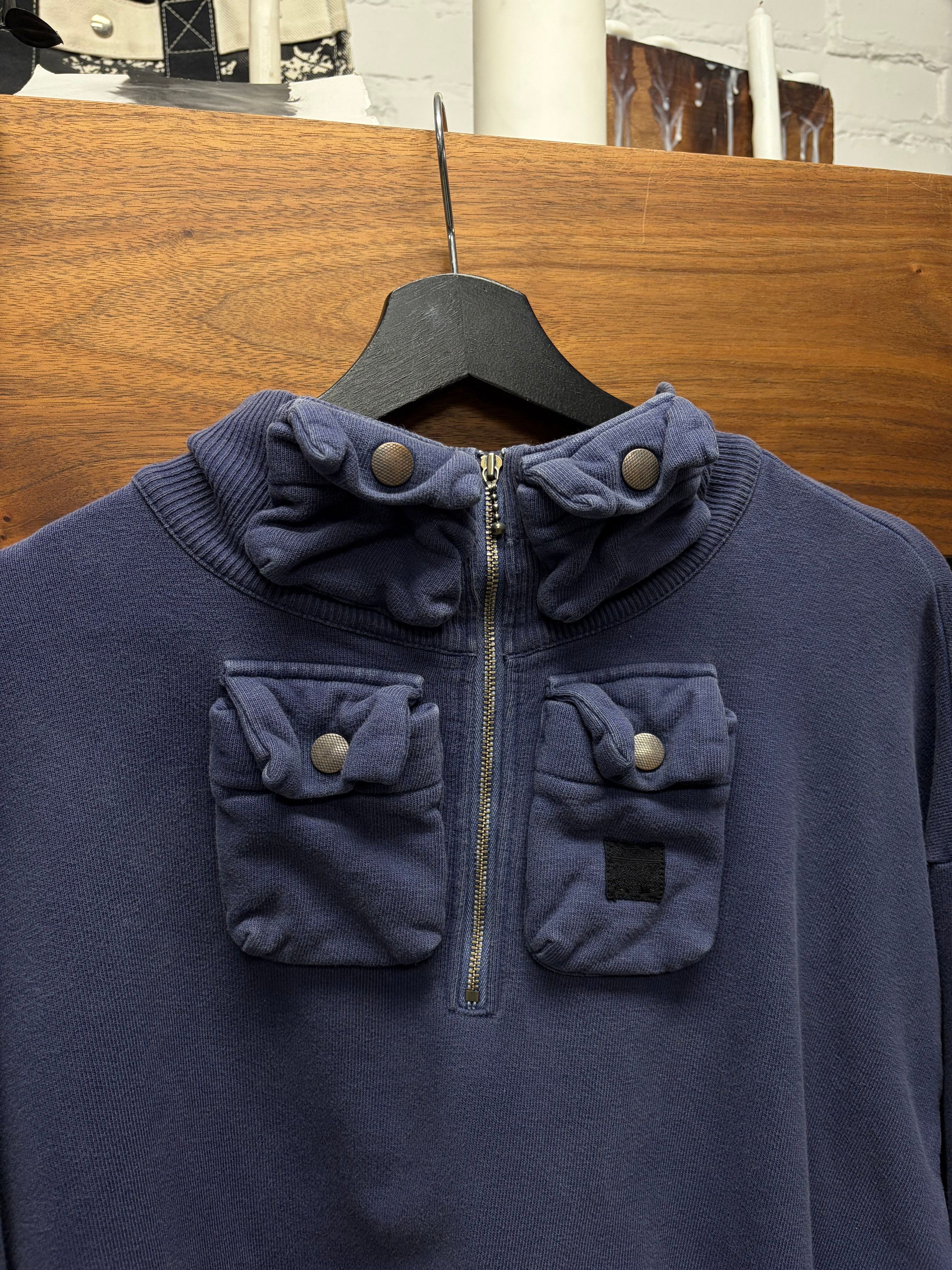 Kapital Kapital ‘Nickel 4’ Quarter Zip Dyed Blue Cargo Pocket Sweatshirt Size US L / EU 52-54 / 3 - 2 Thumbnail