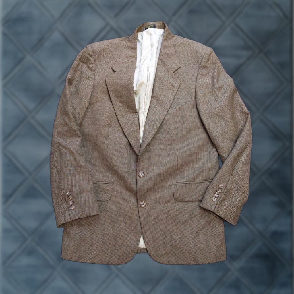 Oscar De La Renta Oscar de la Renta Blazer Mens 40R Brown Micro Houndstooth Sports Coat Jacket Size 40R - 1 Thumbnail