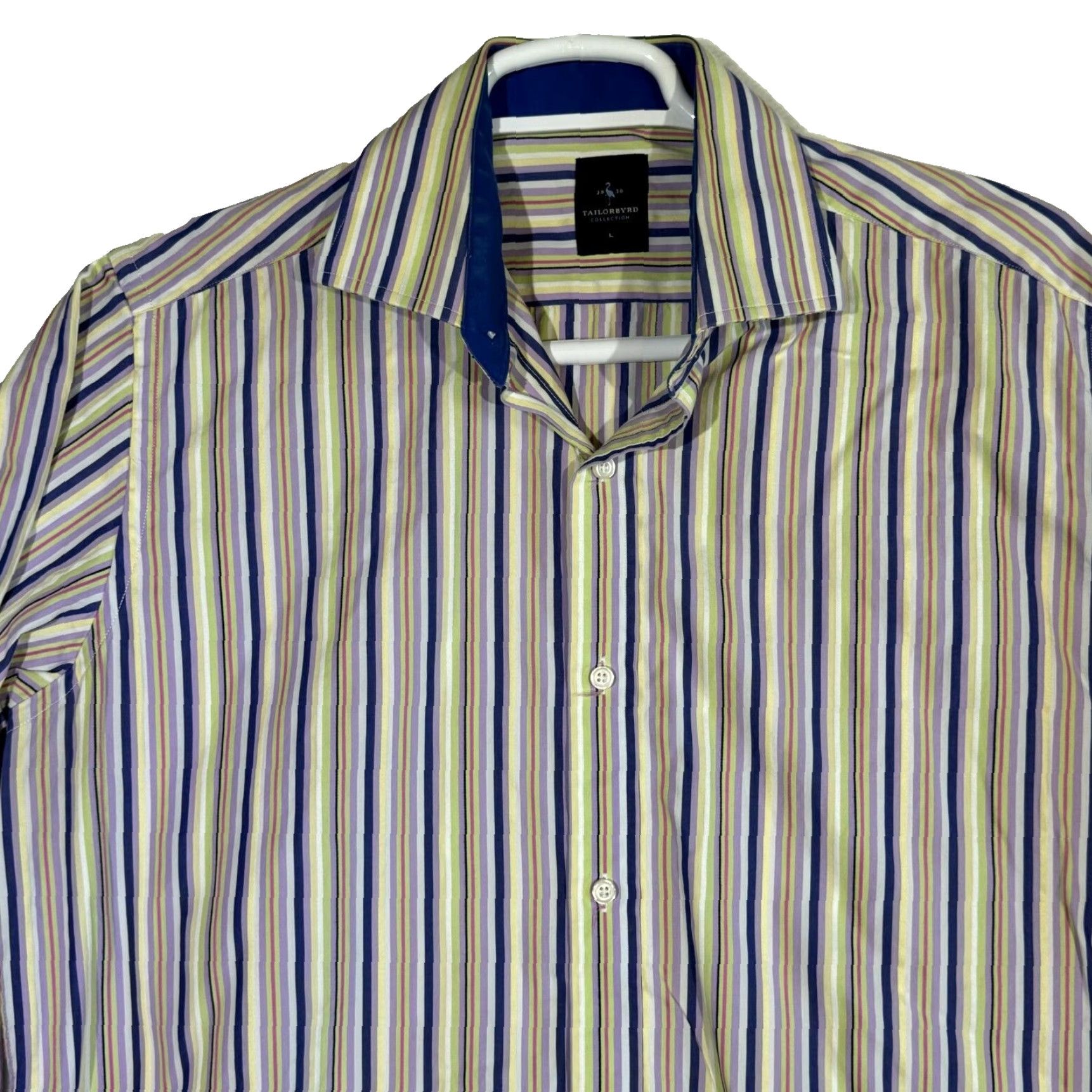 Tailorbyrd TAILORBYRD Men’s L Multicolor Striped Cotton Shirt Button-Up Pockets M591 Size US L / EU 52-54 / 3 - 3 Thumbnail