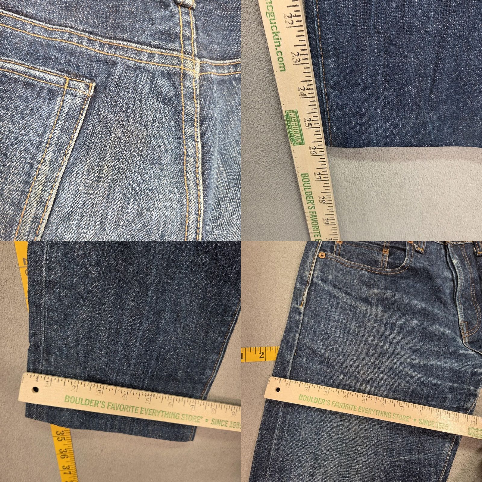 Gap Gap 1969 Jeans Mens Regular 32x26 Blue Cotton 5-Pocket Whiskers Selvedge Straight Vintage No Size US 32 / EU 48 - 8 Thumbnail